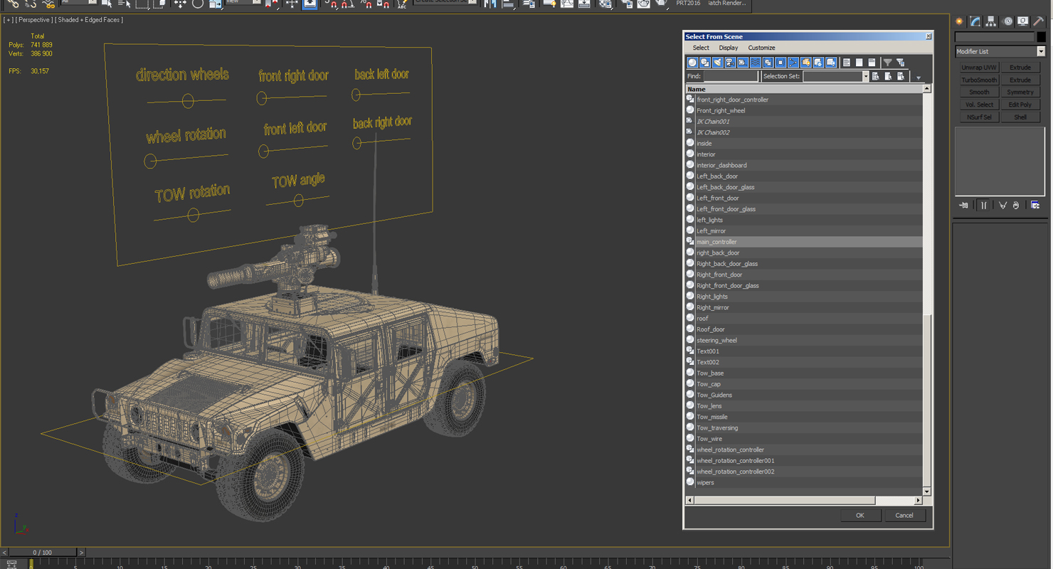 HMMWV TOW Missile Carrier M966 Desert Rigged 3D model