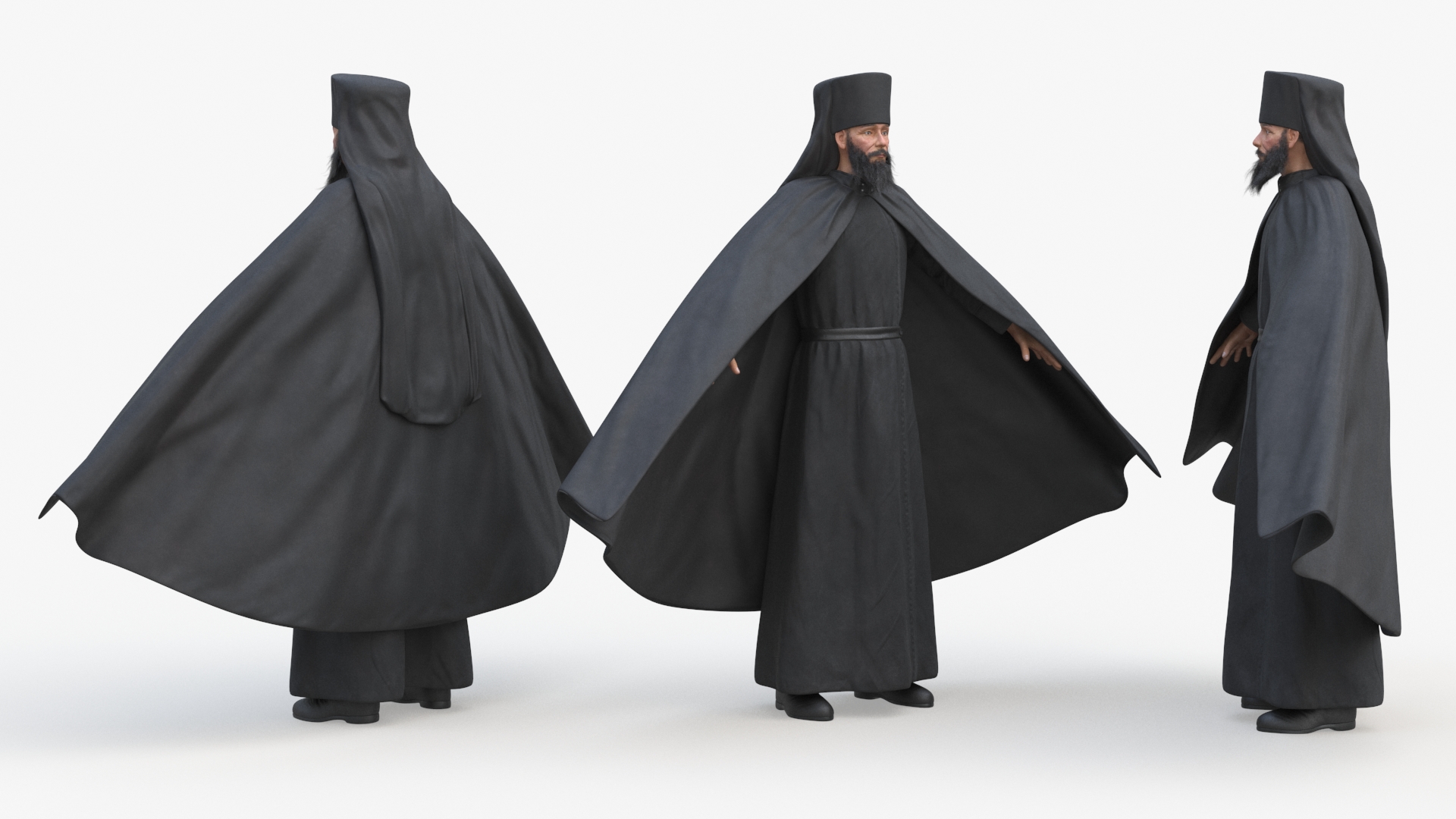 Orthodox Monk Fully Dressed Rigged 3D model