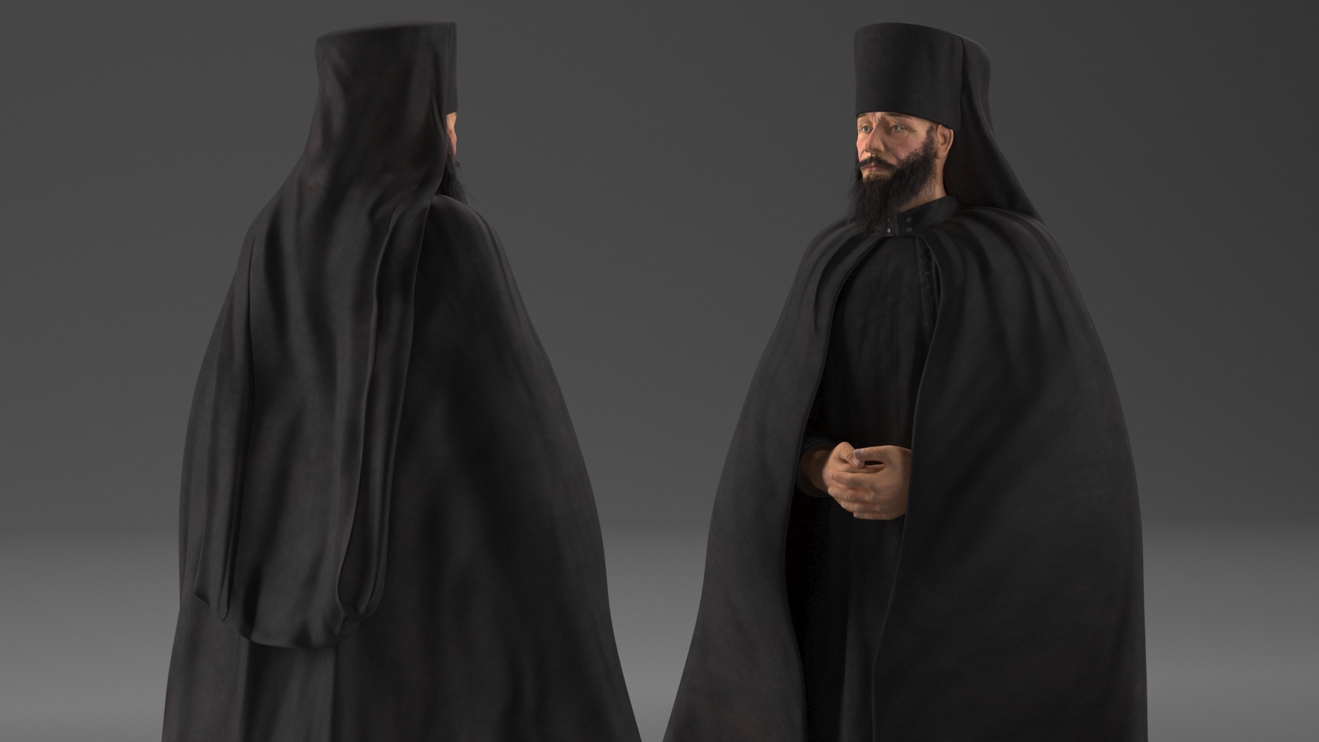 Orthodox Monk Fully Dressed Rigged 3D model