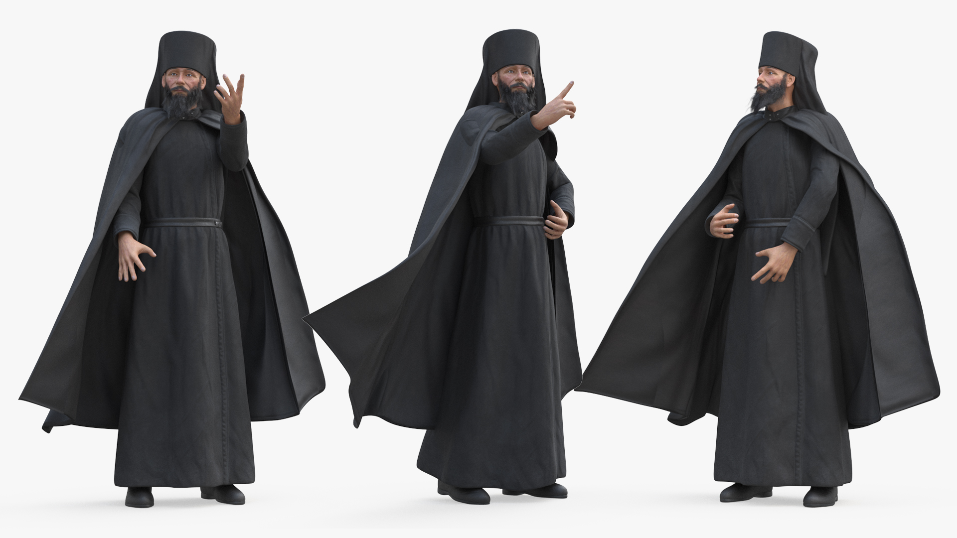 Orthodox Monk Fully Dressed Rigged 3D model