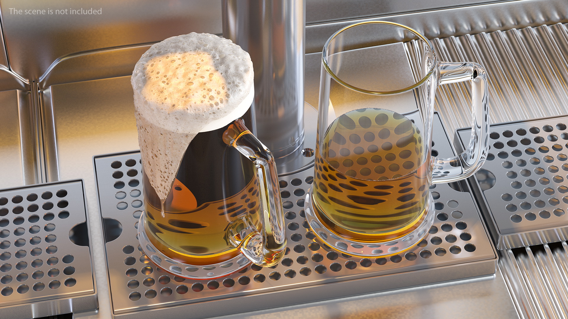 3D T Style Pedestal Draft Beer Tower with Beer Mugs model