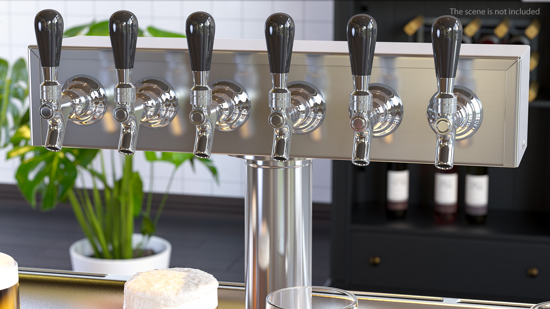 3D T Style Pedestal Draft Beer Tower with Beer Mugs model