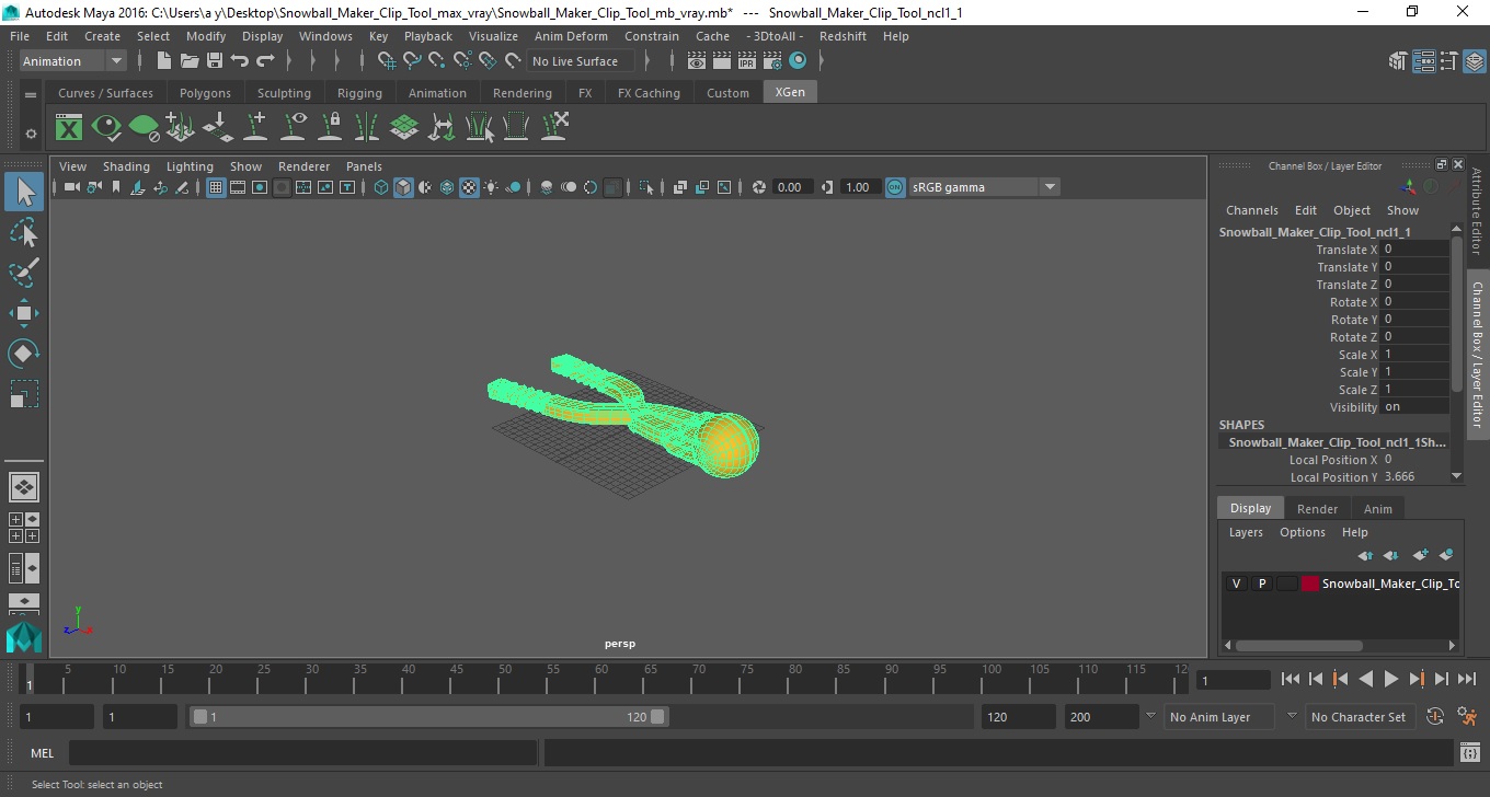 Snowball Maker Clip Tool 3D model