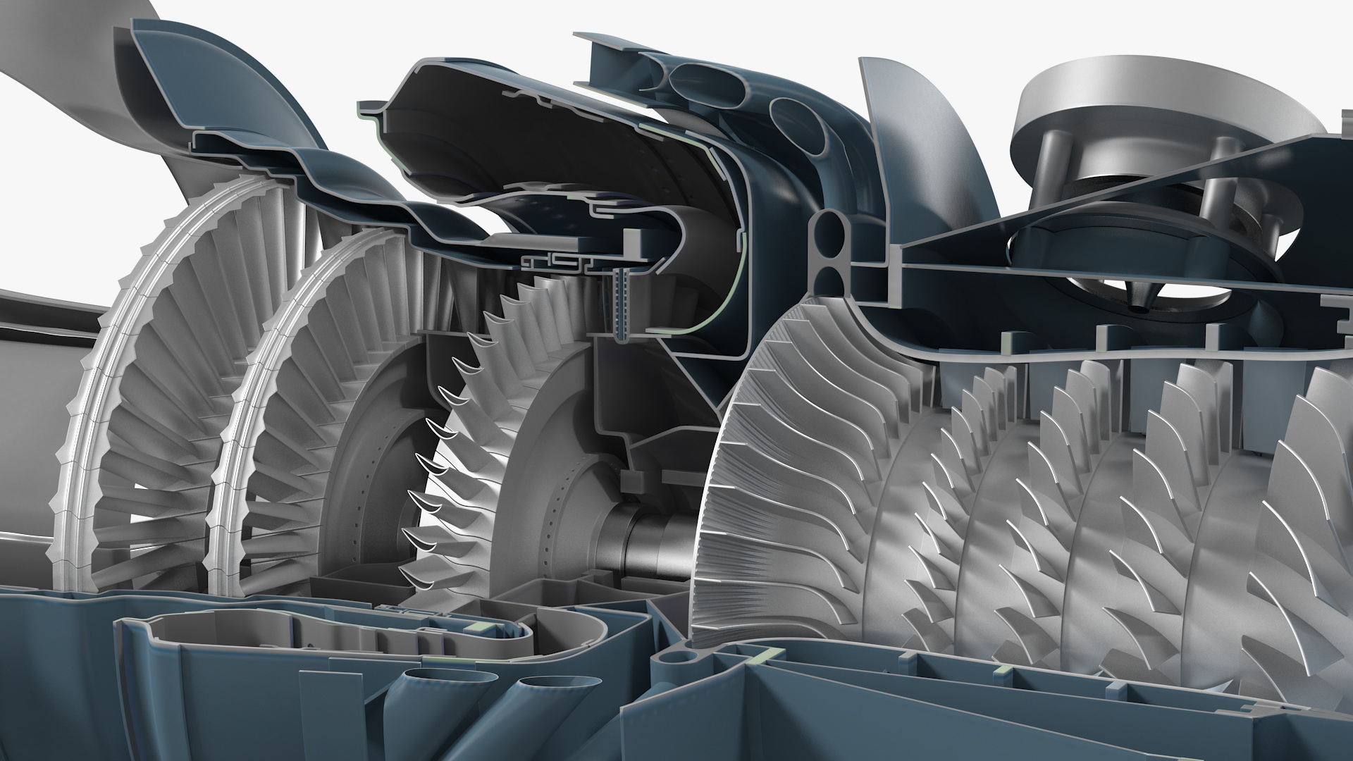 Jet Turboshaft Engine Slice 3D