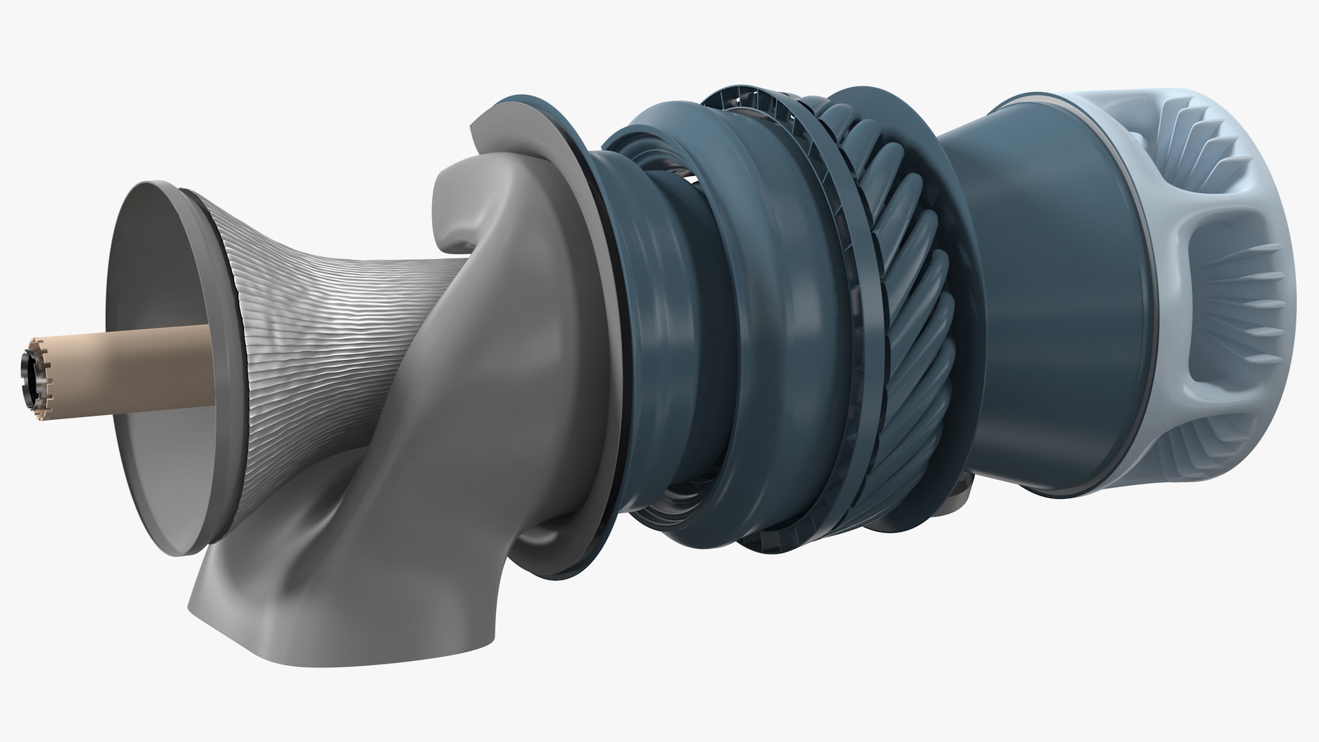 Jet Turboshaft Engine Slice 3D