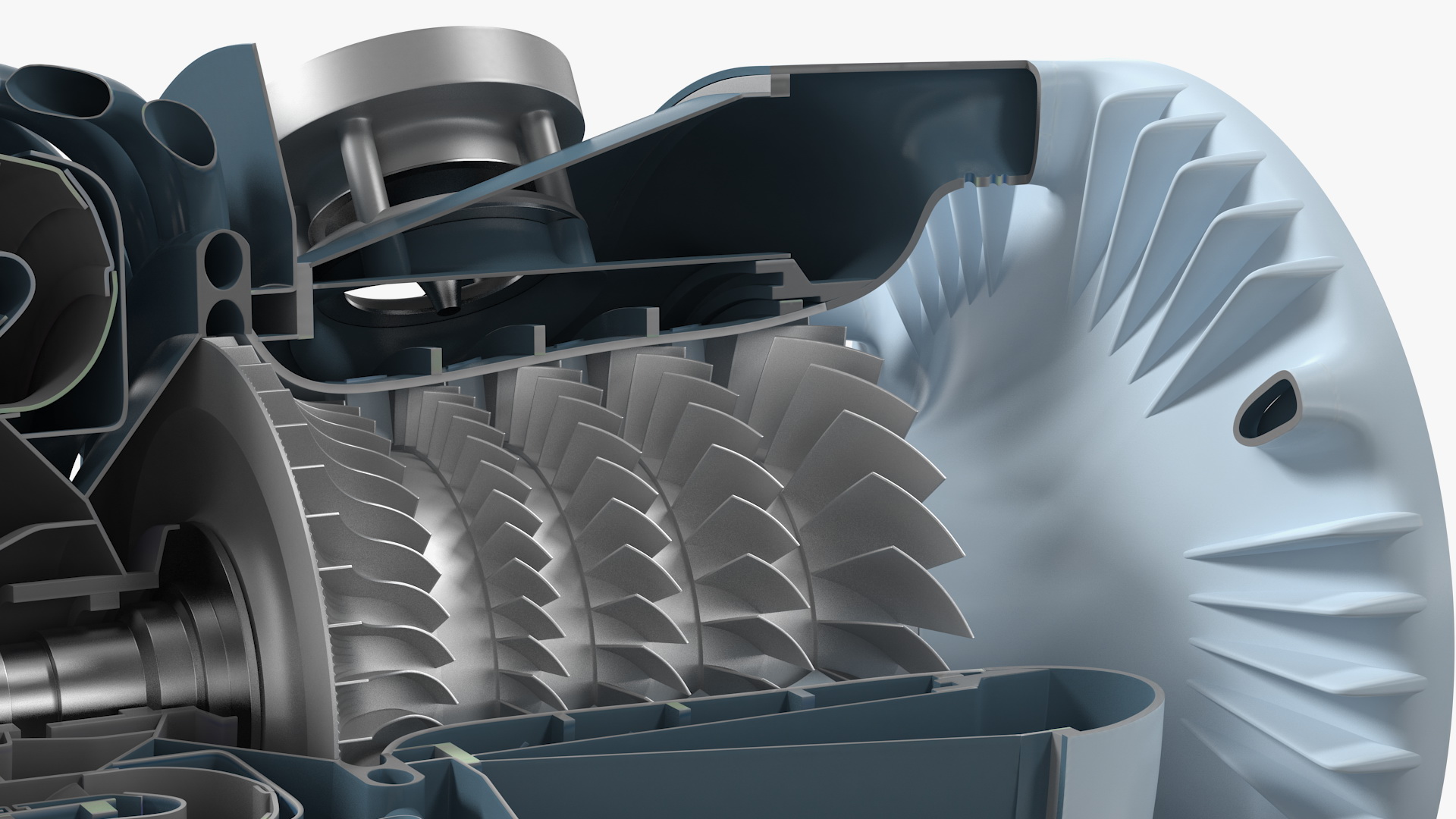 Jet Turboshaft Engine Slice 3D
