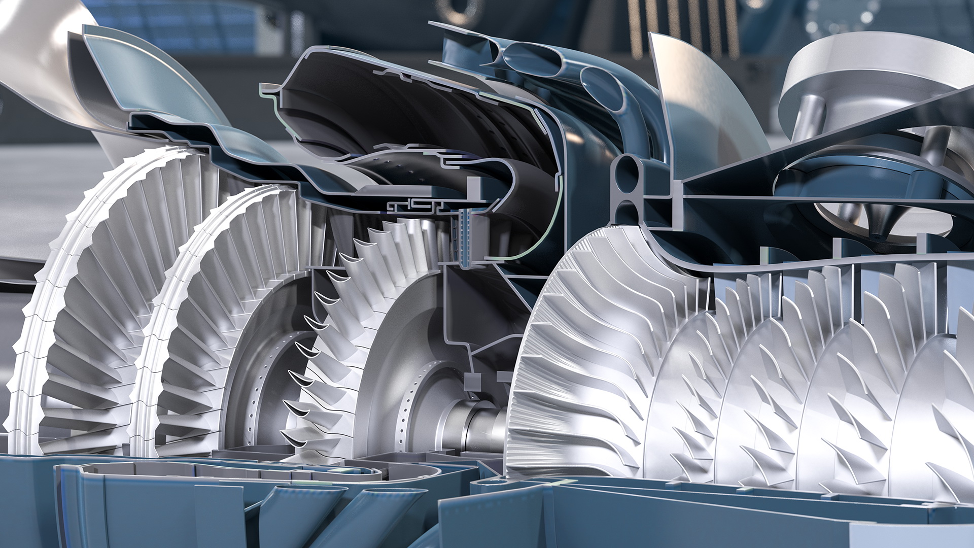 Jet Turboshaft Engine Slice 3D