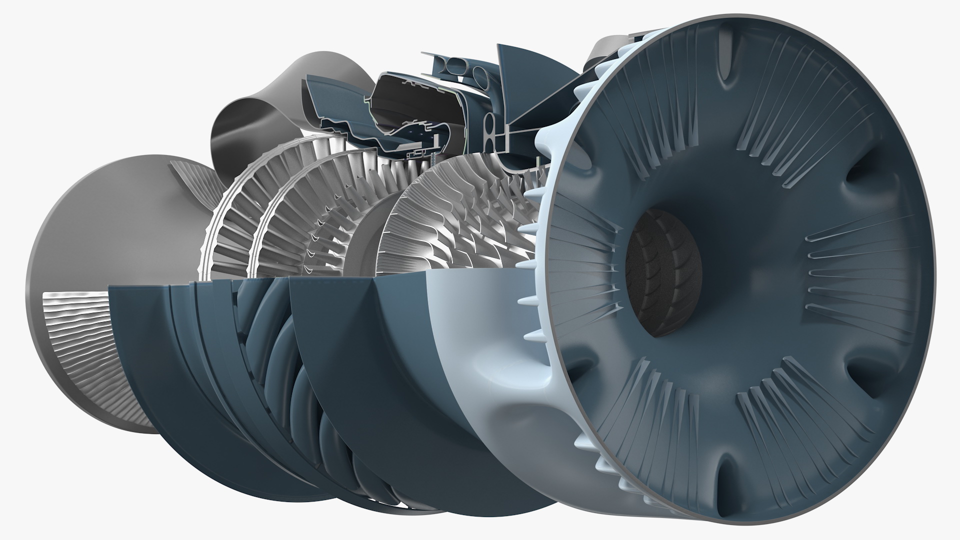 Jet Turboshaft Engine Slice 3D