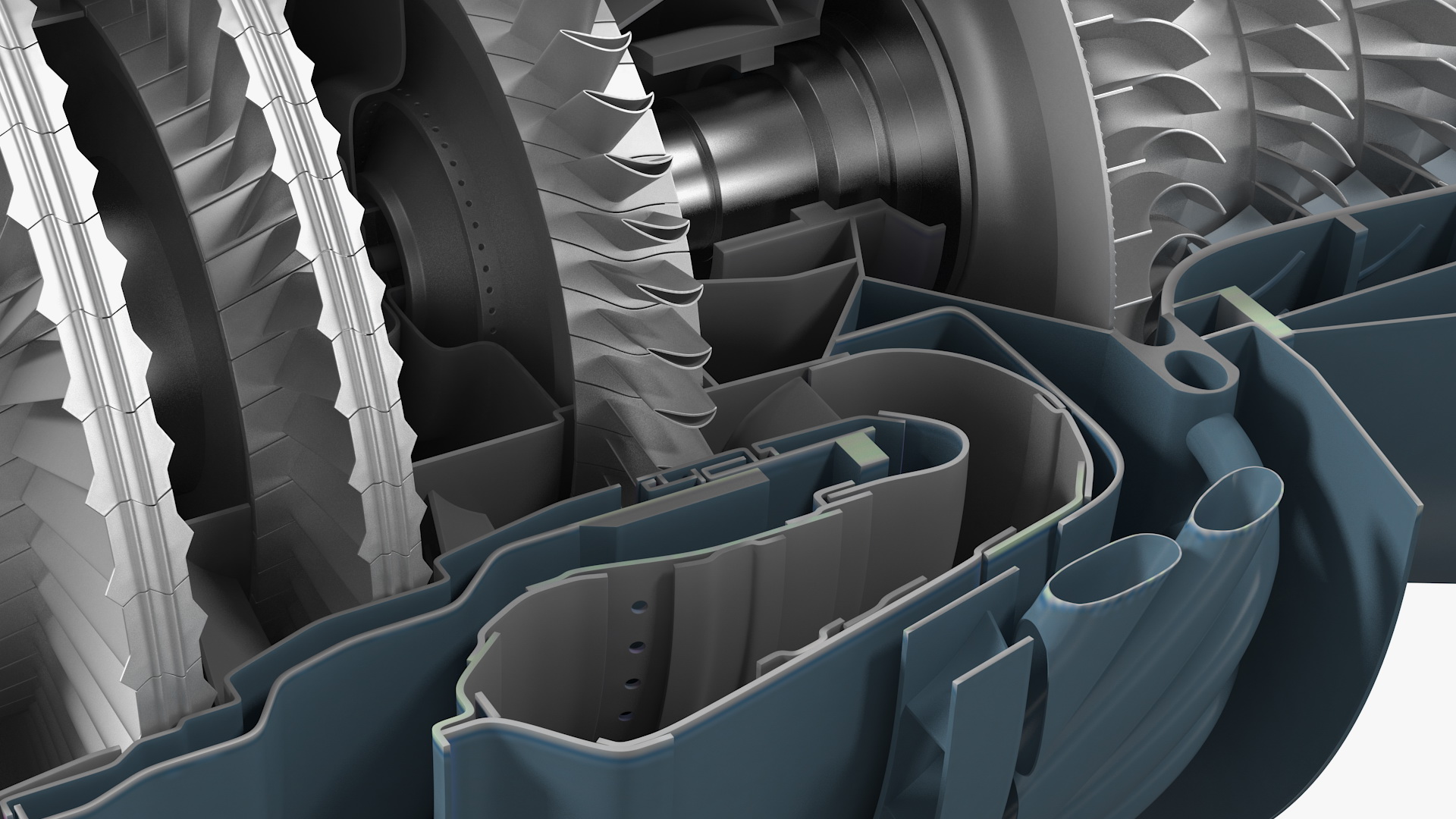 Jet Turboshaft Engine Slice 3D