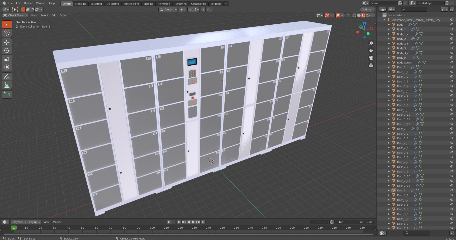 3D Automatic Parcel Storage System Grey