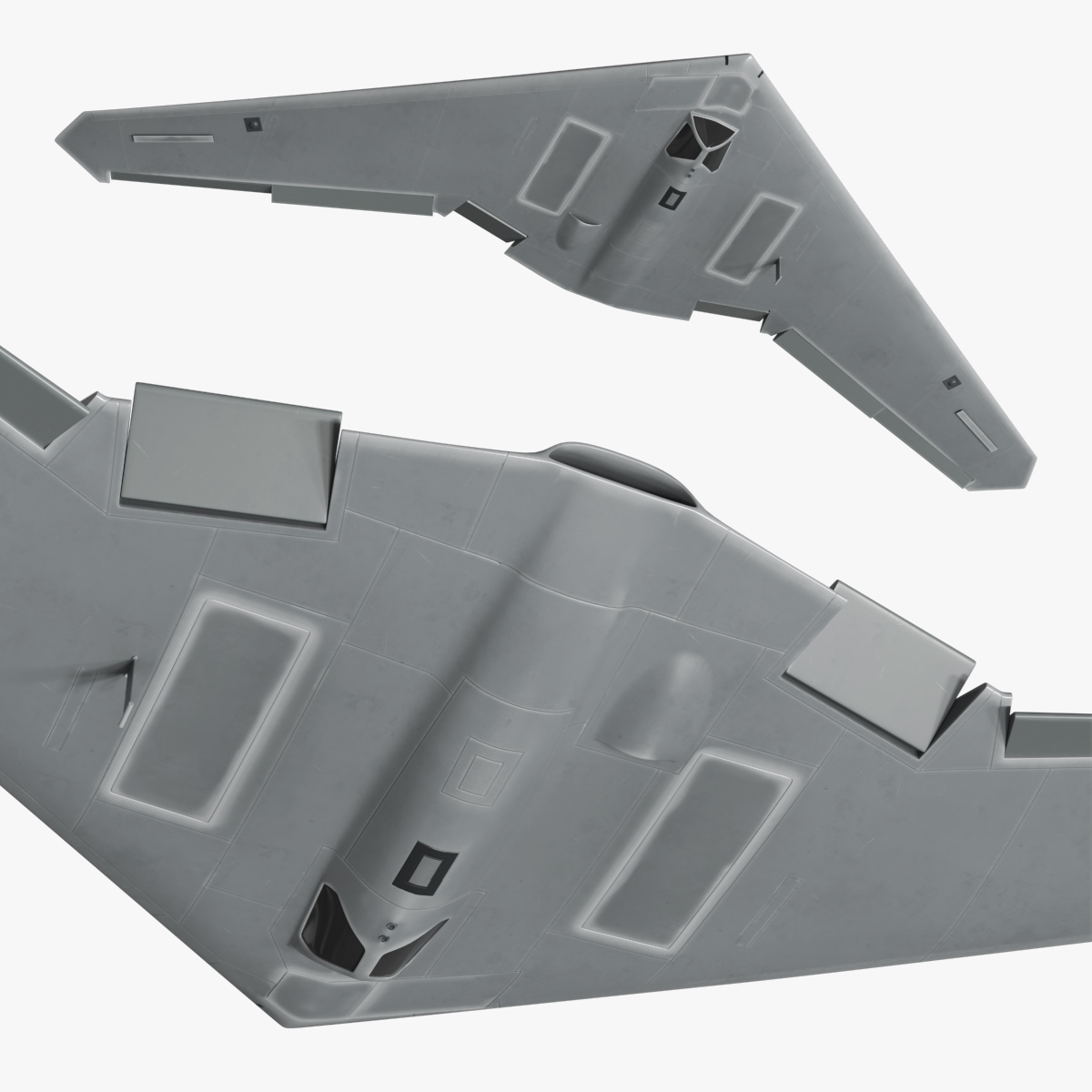 Military Stealth UAV with Landing Gear - Gray · Rigged