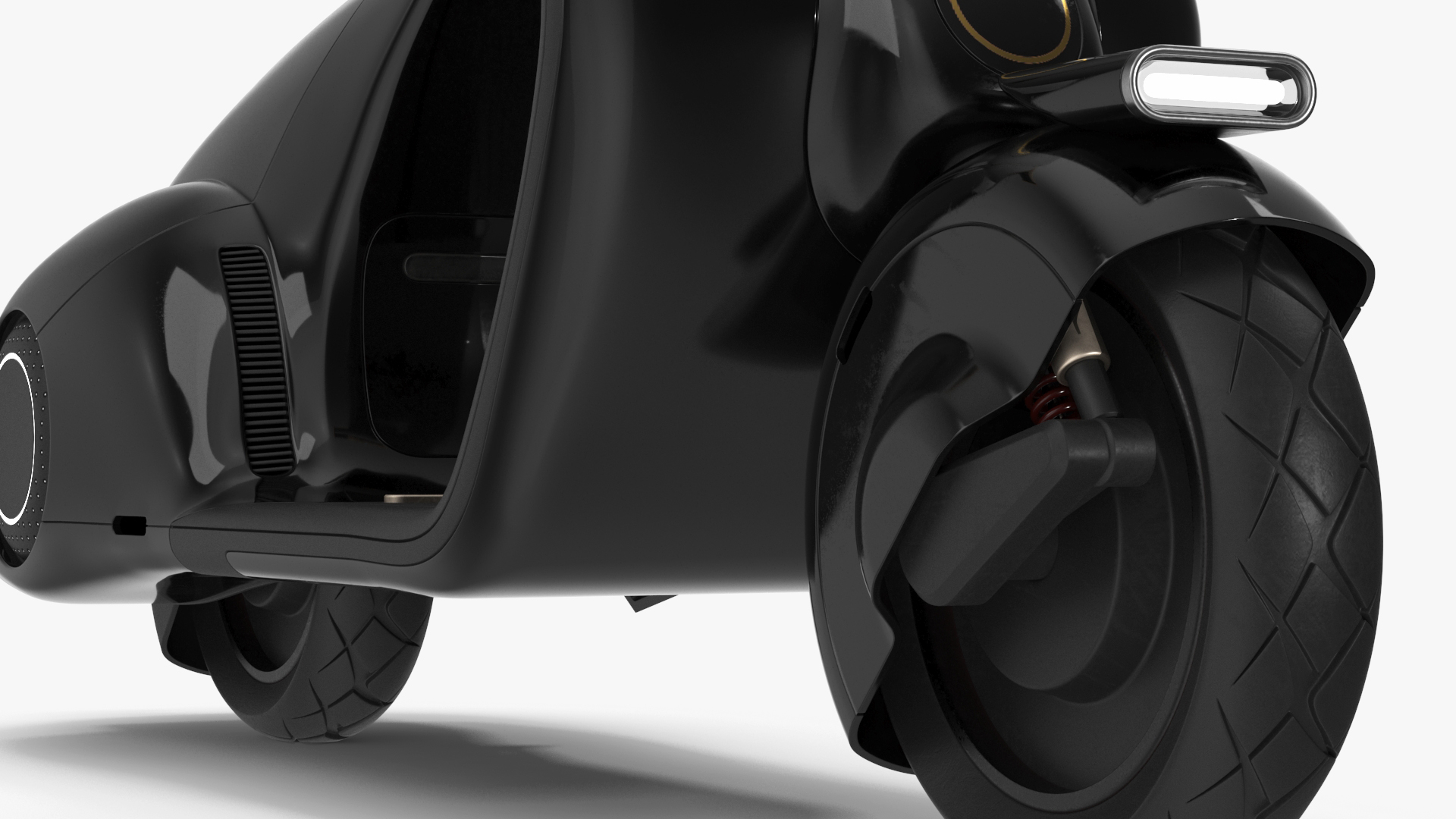 Modern Black Electric Scooter Lights On 3D model