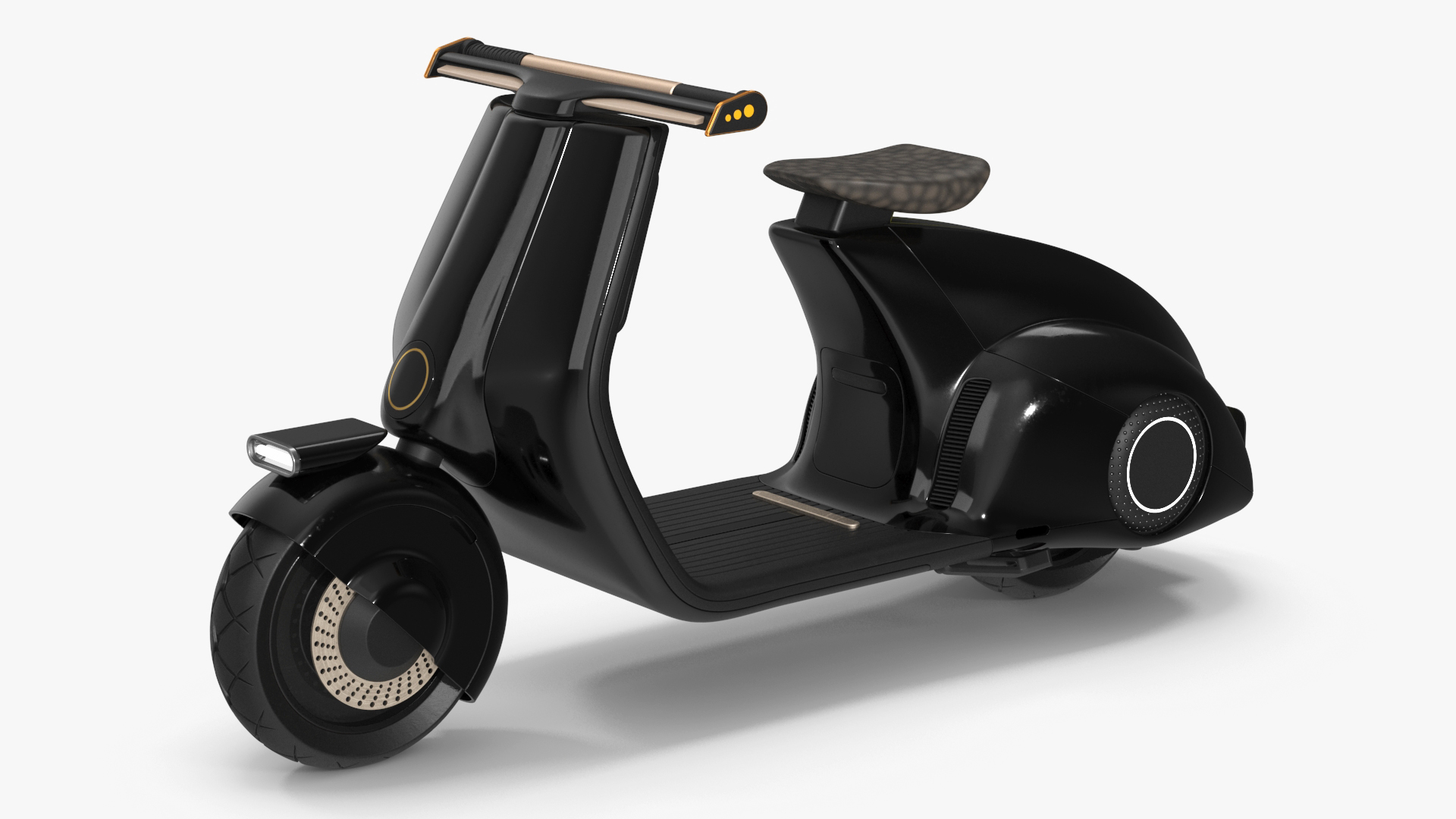 Modern Black Electric Scooter Lights On 3D model