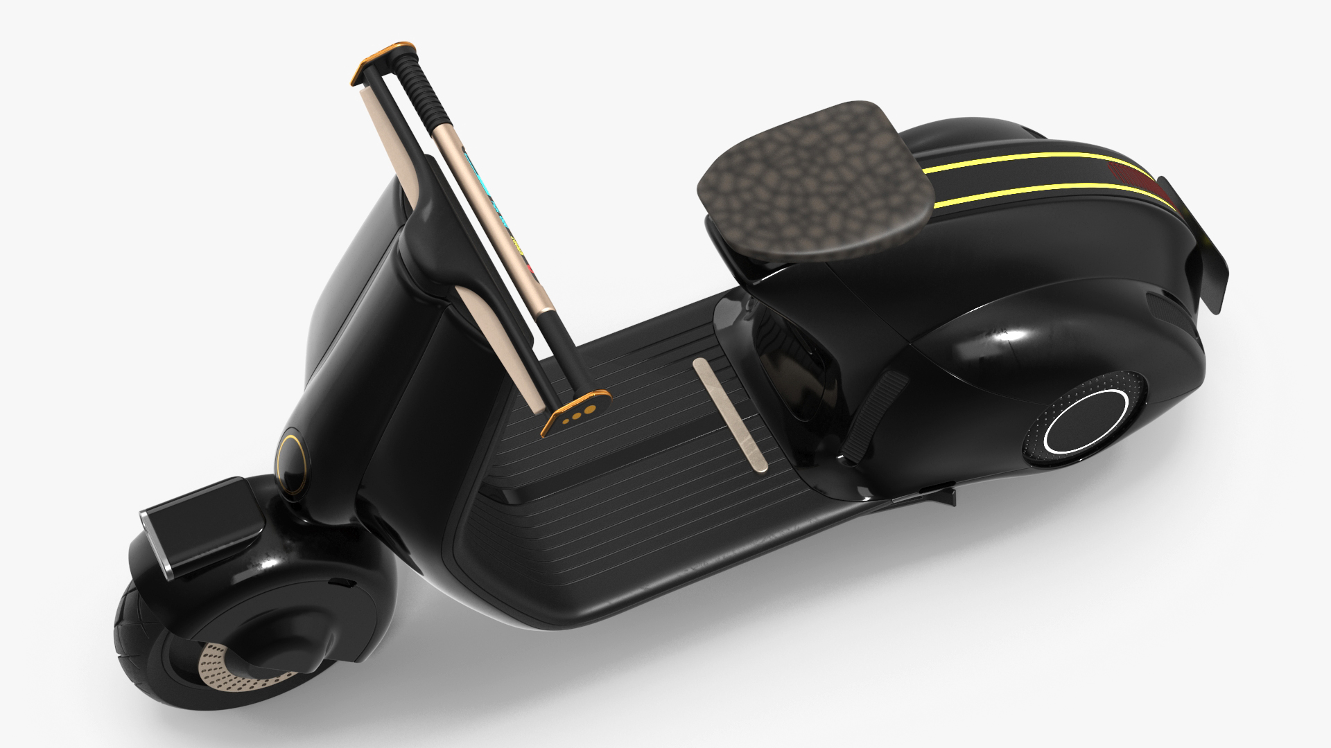 Modern Black Electric Scooter Lights On 3D model