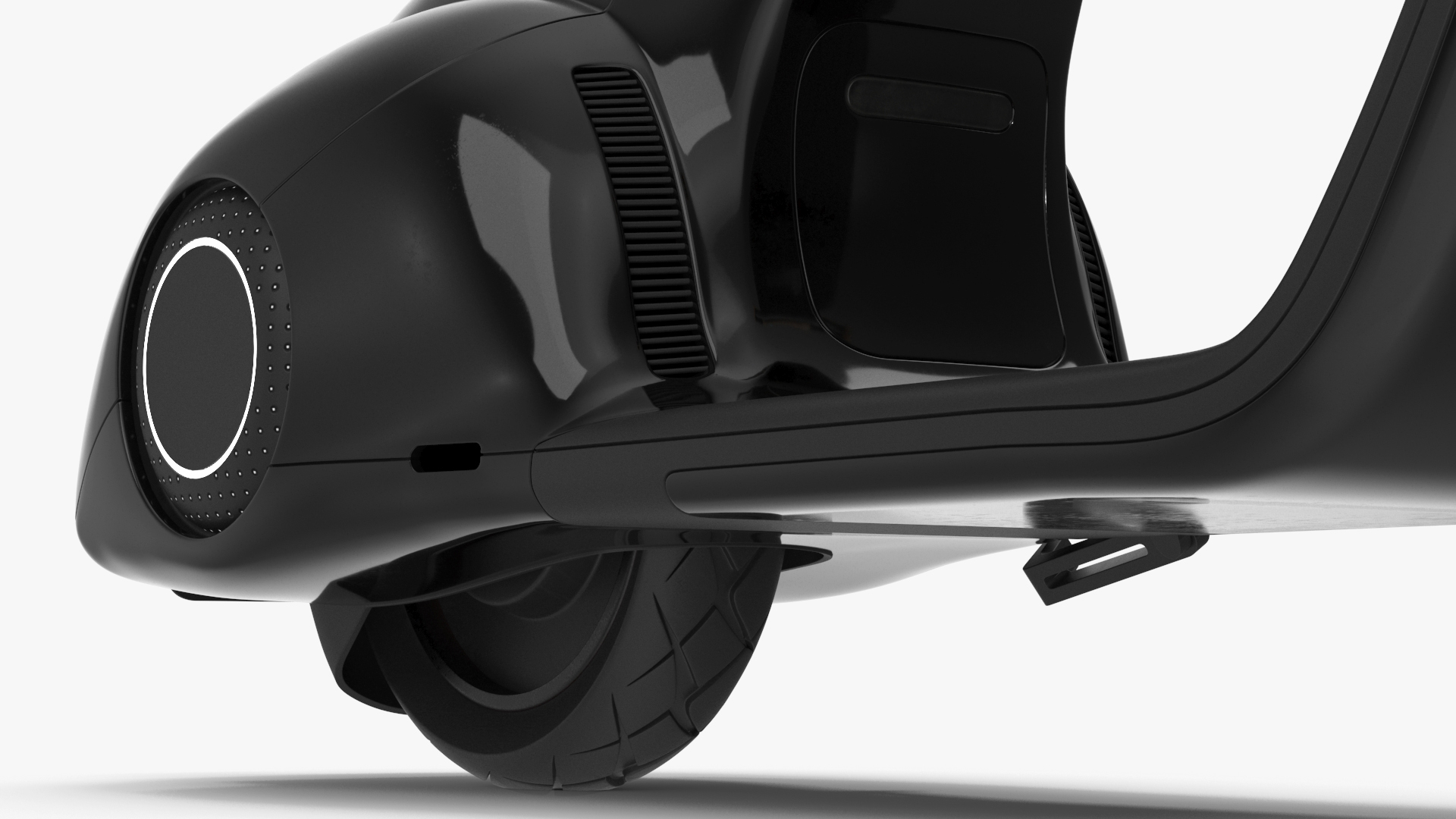 Modern Black Electric Scooter Lights On 3D model
