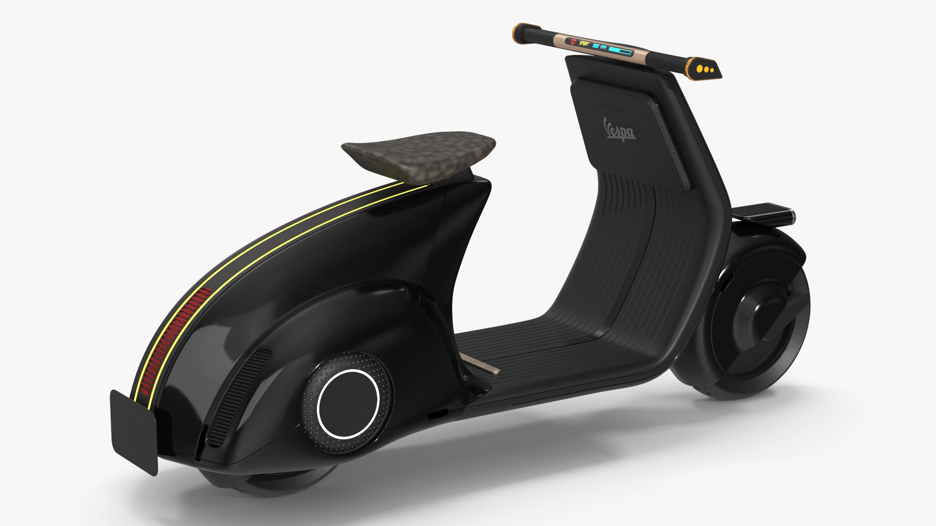 Modern Black Electric Scooter Lights On 3D model