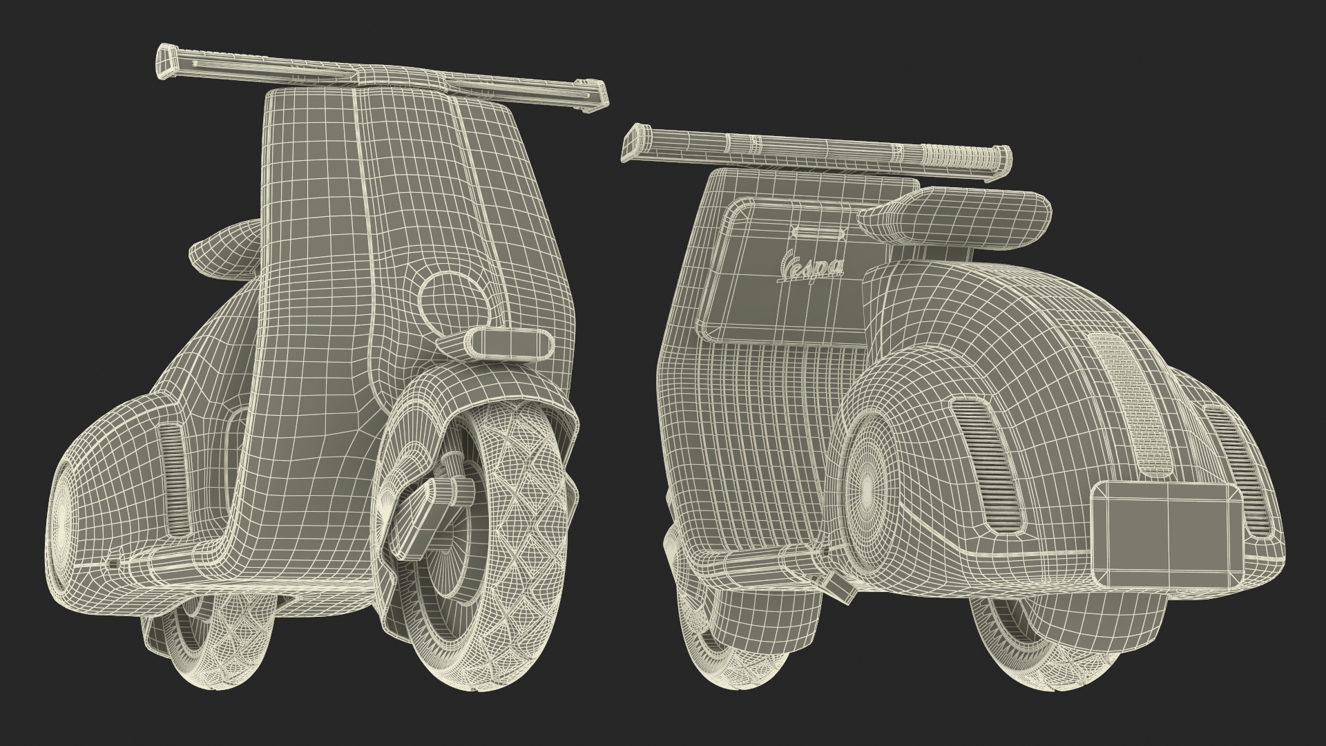 Modern Black Electric Scooter Lights On 3D model