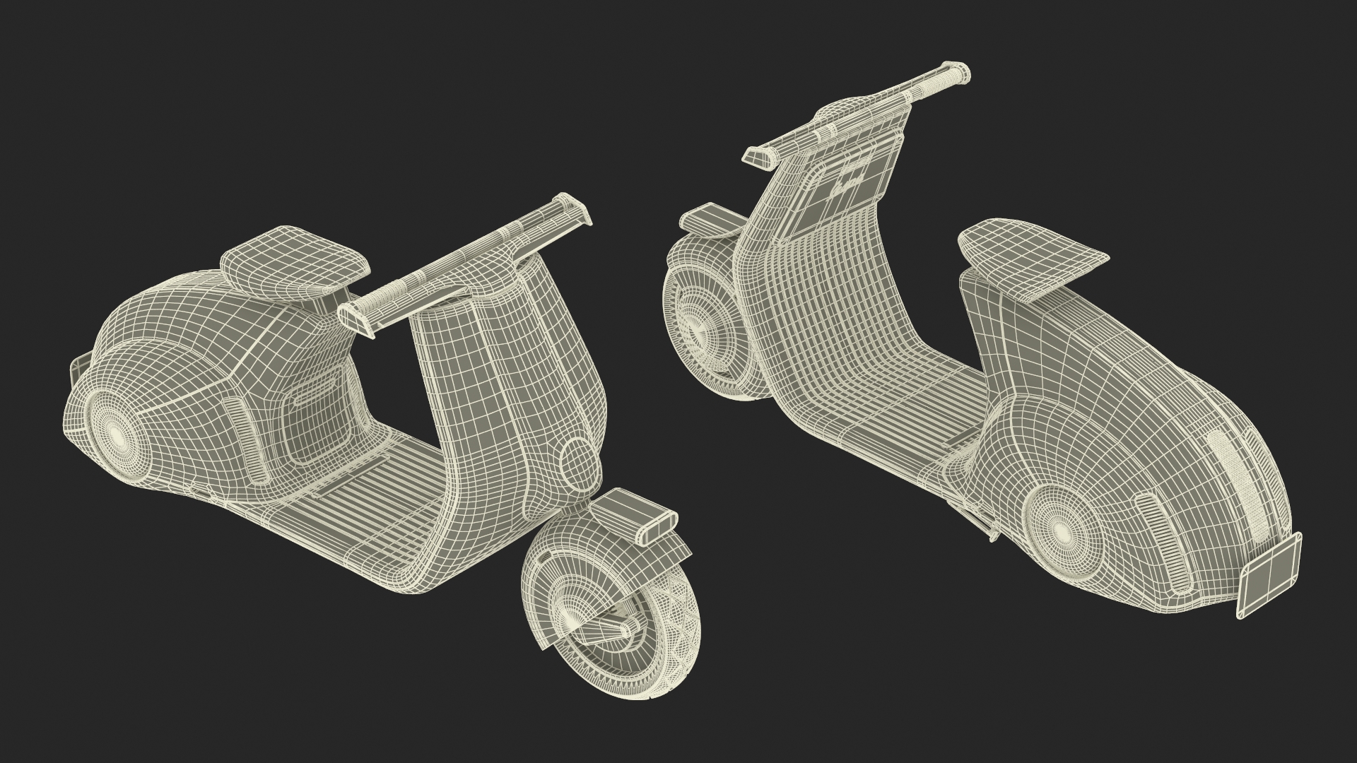 Modern Black Electric Scooter Lights On 3D model