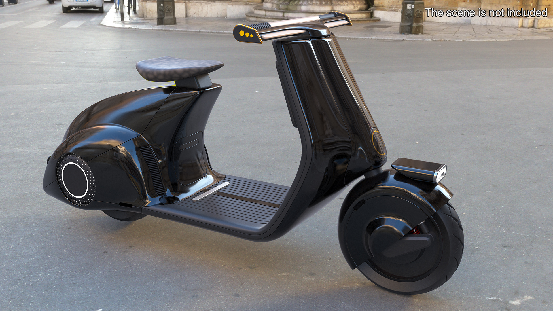 Modern Black Electric Scooter Lights On 3D model