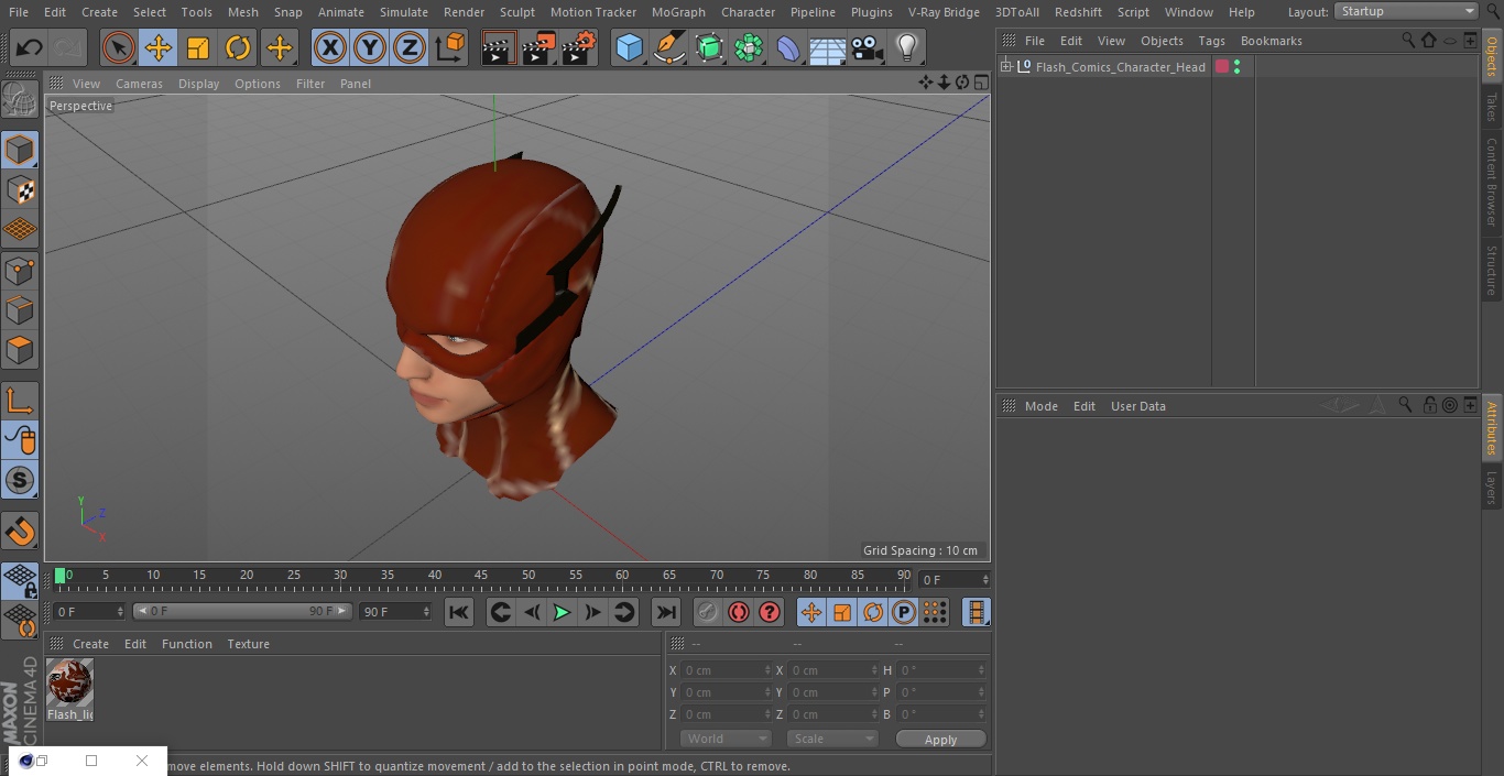 Flash Comics Character Head 3D