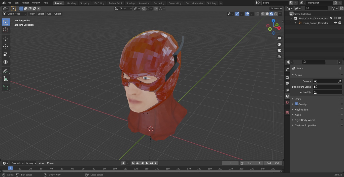 Flash Comics Character Head 3D