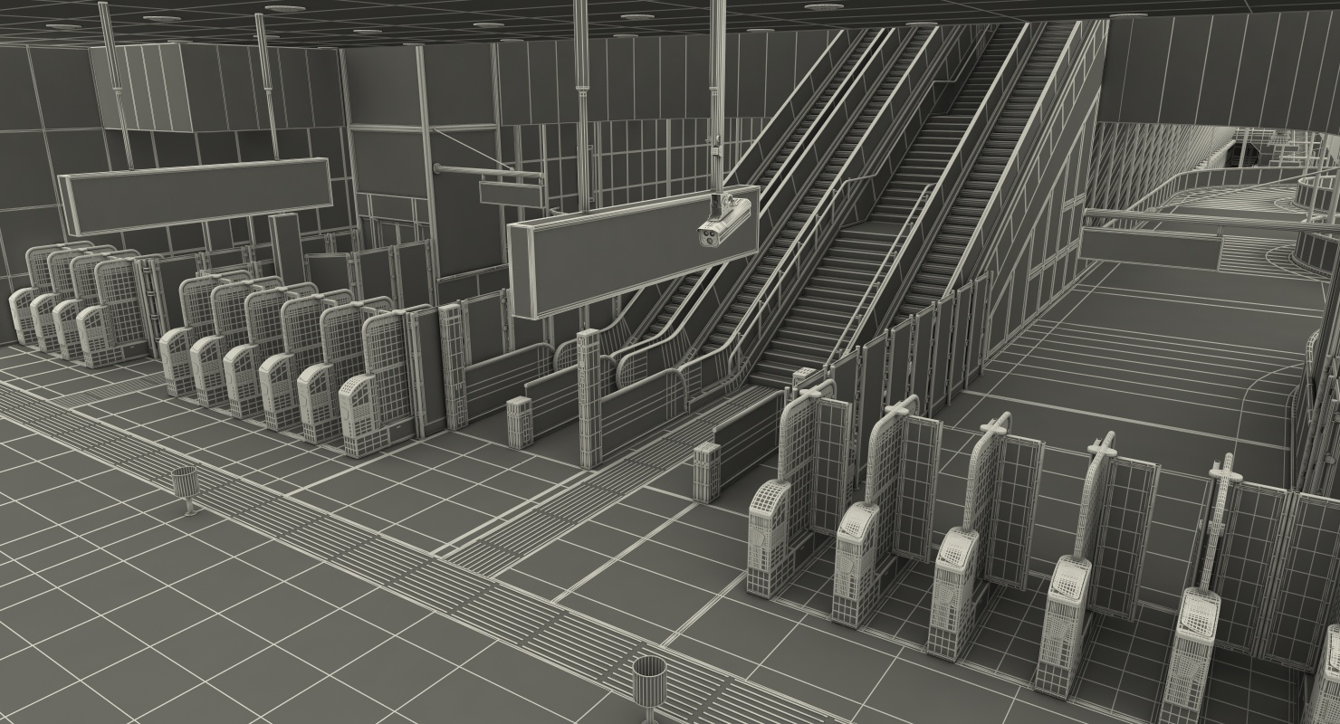 Wilhelminaplein Subway Metro Station With Train 3D