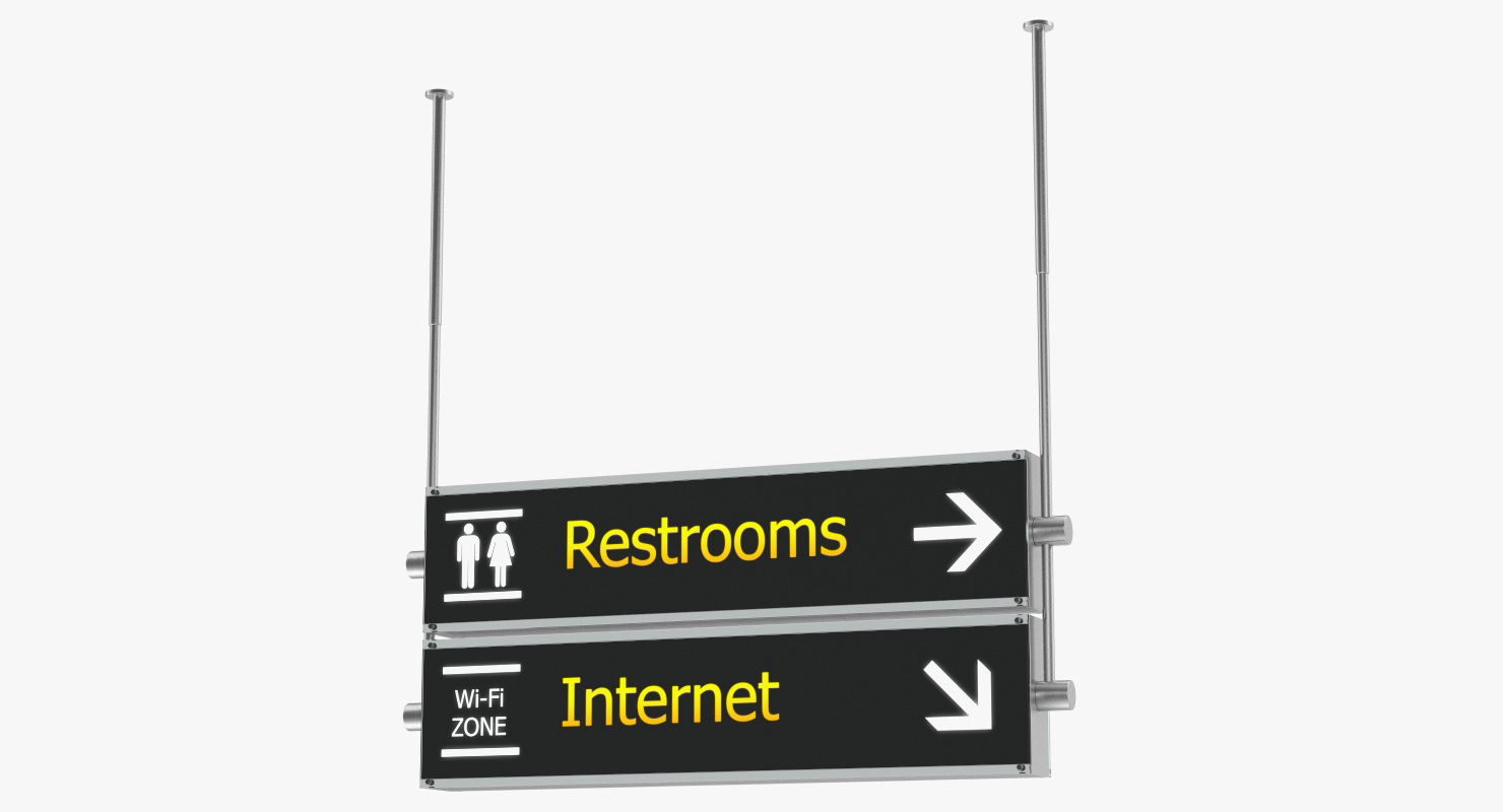 3D Airport Signs Restroom Internet