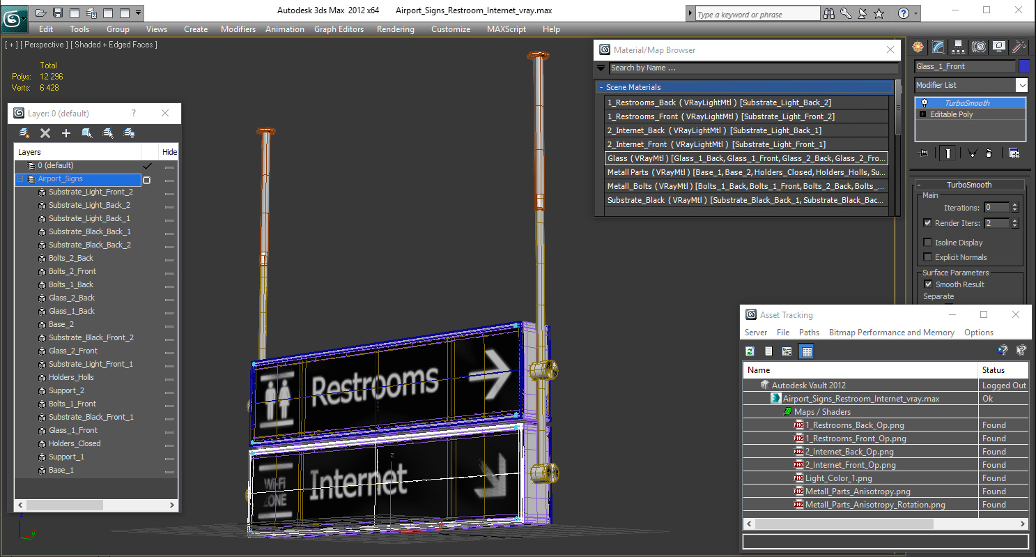 3D Airport Signs Restroom Internet