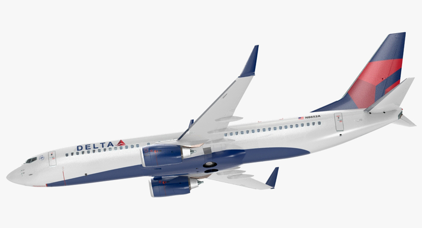 3D model Boeing 737 800 with Interior Delta Air Lines Rigged for Maya