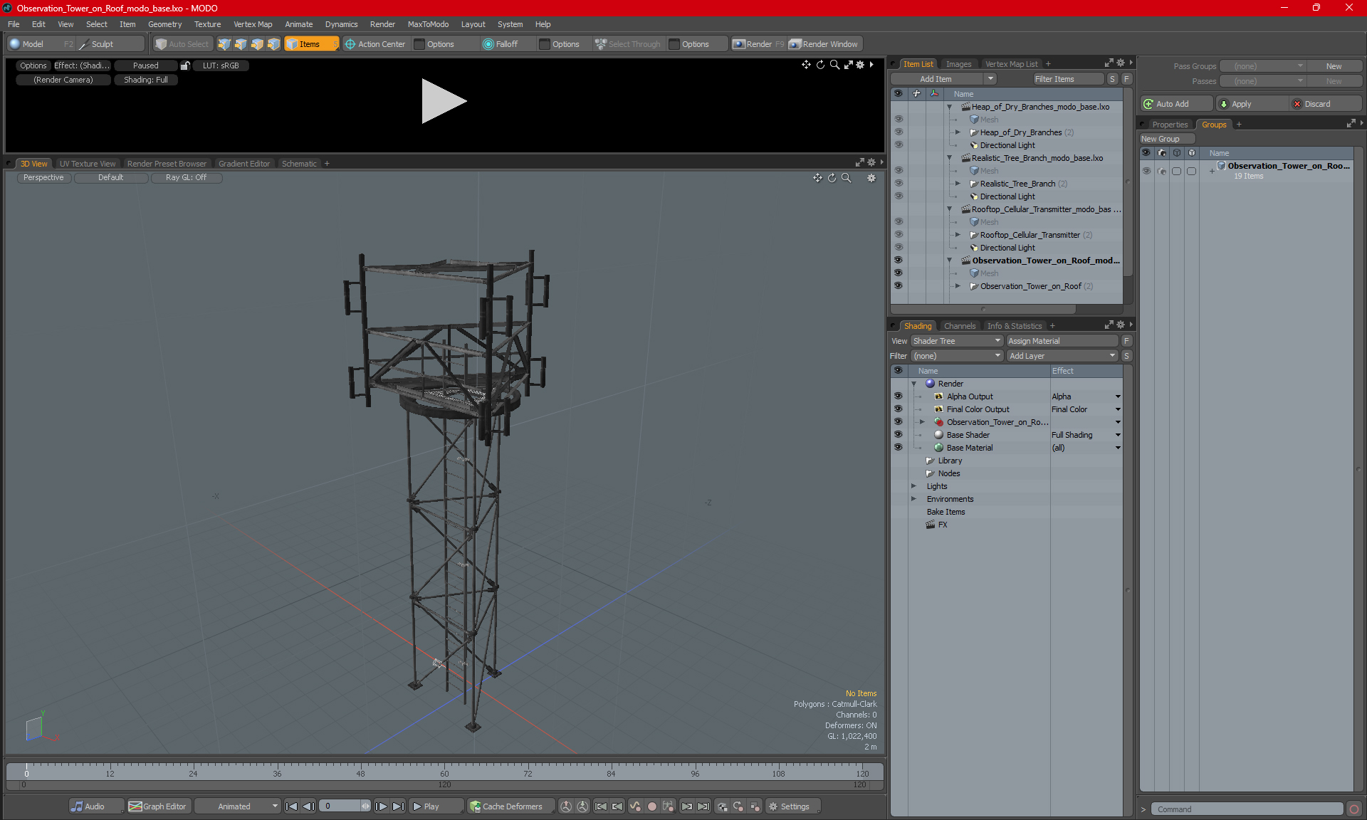 3D model Observation Tower on Roof