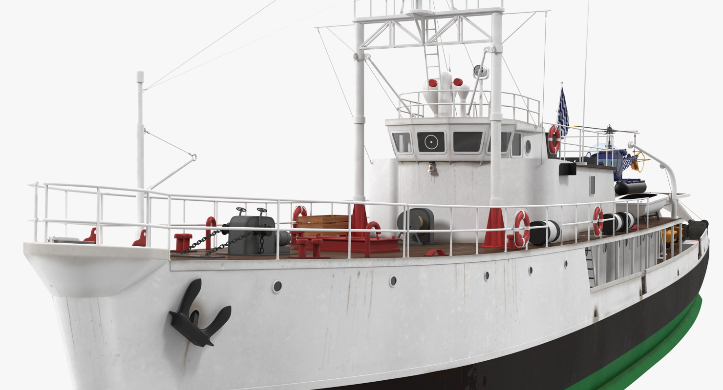 3D model Oceanographic Vessel with Helicopter and Submarine