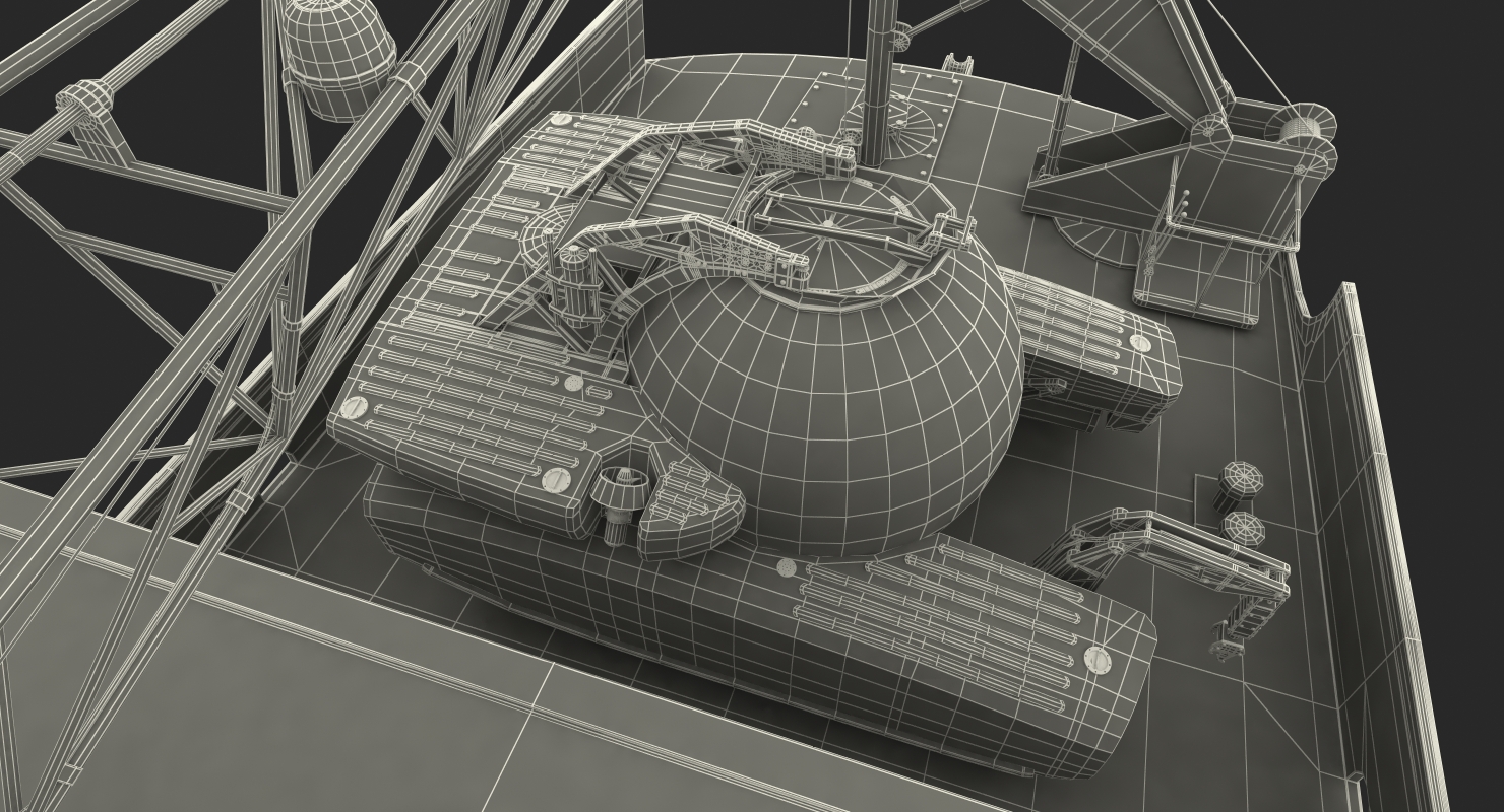 3D model Oceanographic Vessel with Helicopter and Submarine