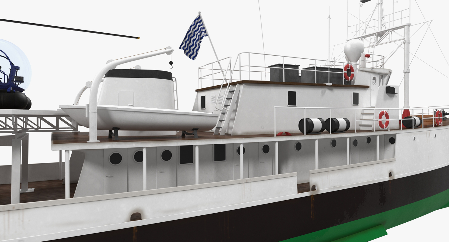 3D model Oceanographic Vessel with Helicopter and Submarine