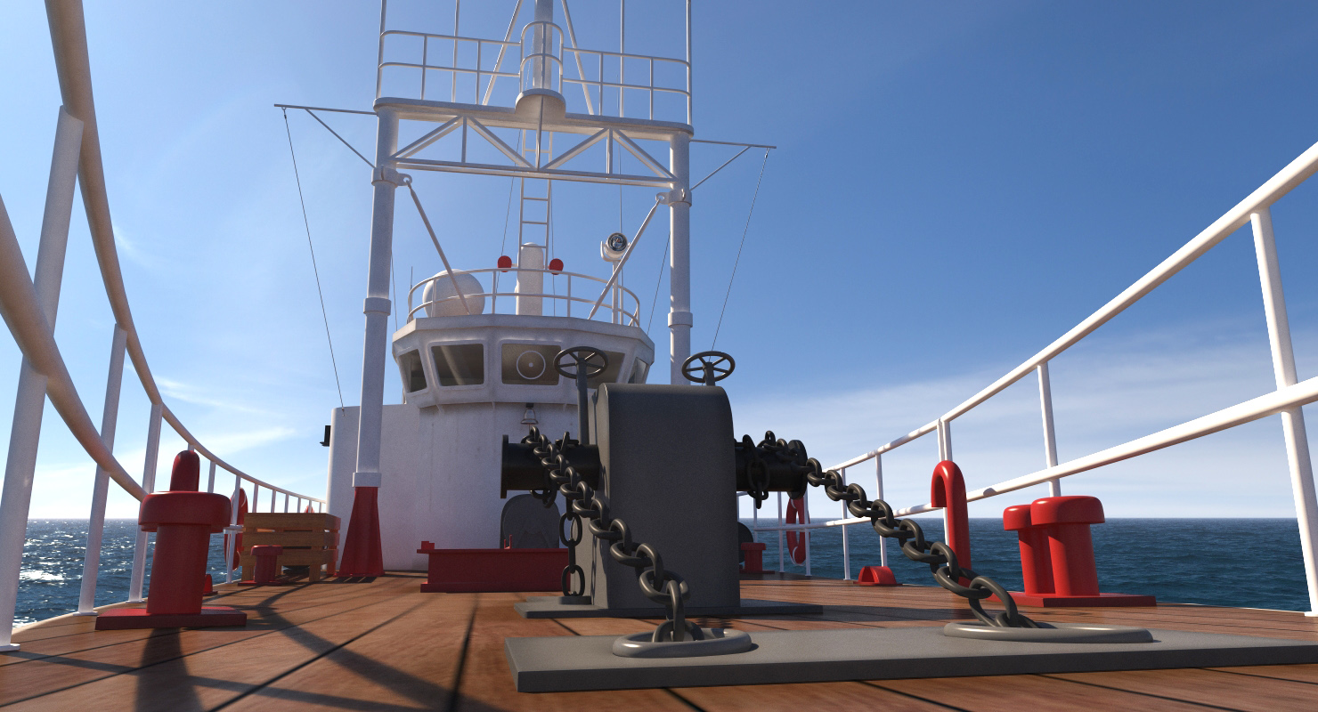3D model Oceanographic Vessel with Helicopter and Submarine