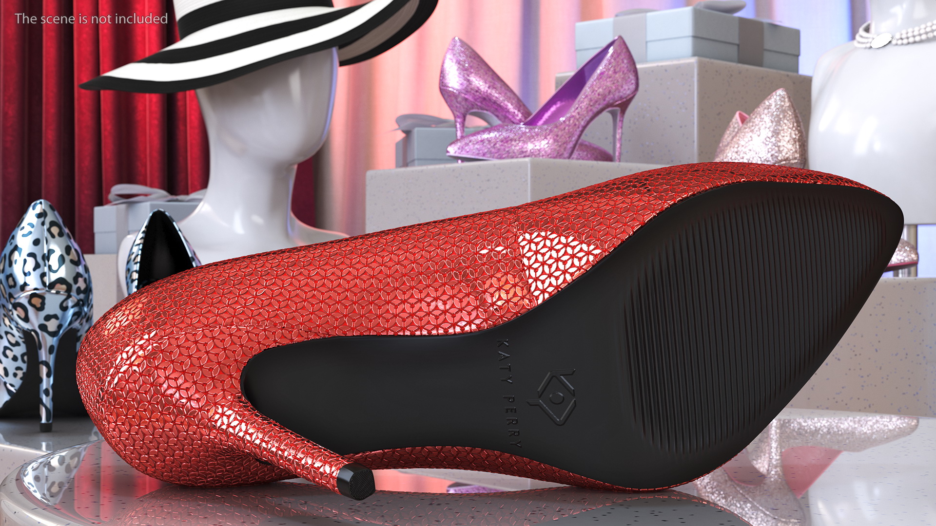 Katy Perry Red Glitter Sissy Pumps 3D model