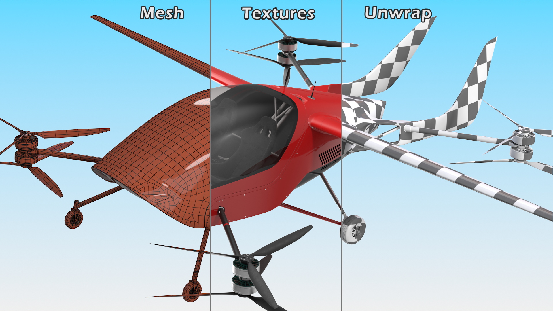 Air Vehicle for Two Passengers Red 3D model