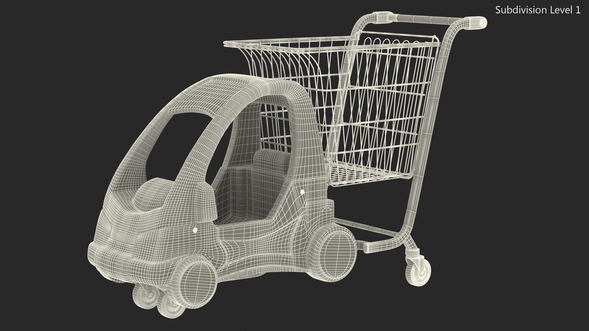3D Supermarket Toy Car Shopping Trolley