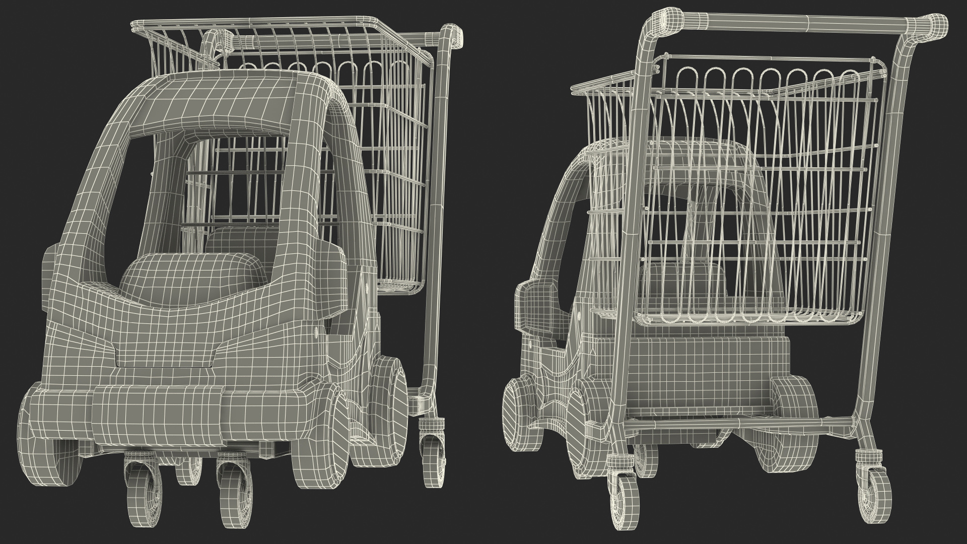 3D Supermarket Toy Car Shopping Trolley