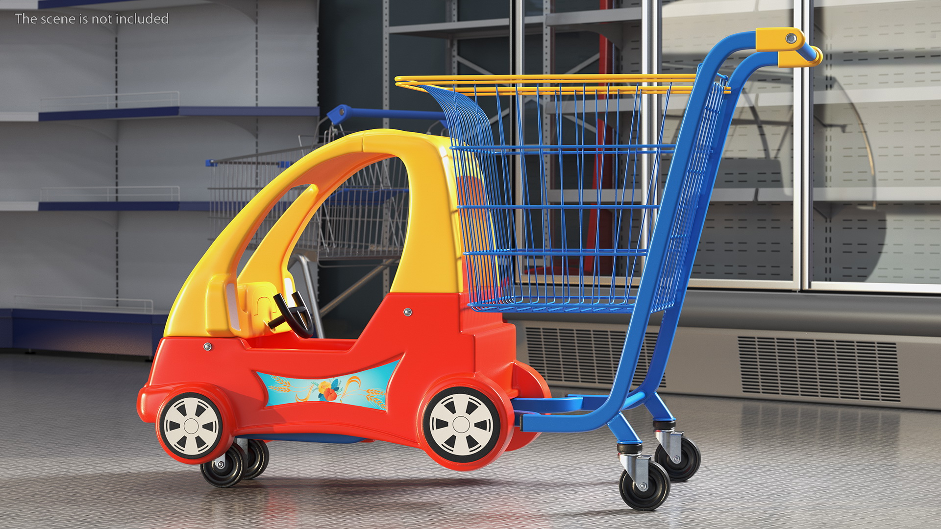 3D Supermarket Toy Car Shopping Trolley