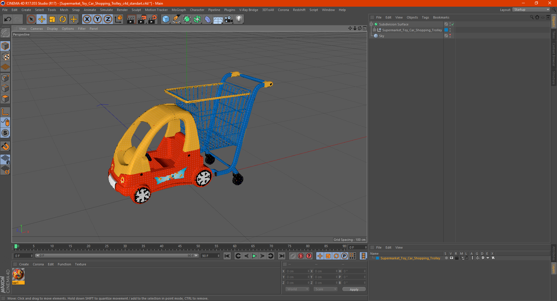 3D Supermarket Toy Car Shopping Trolley