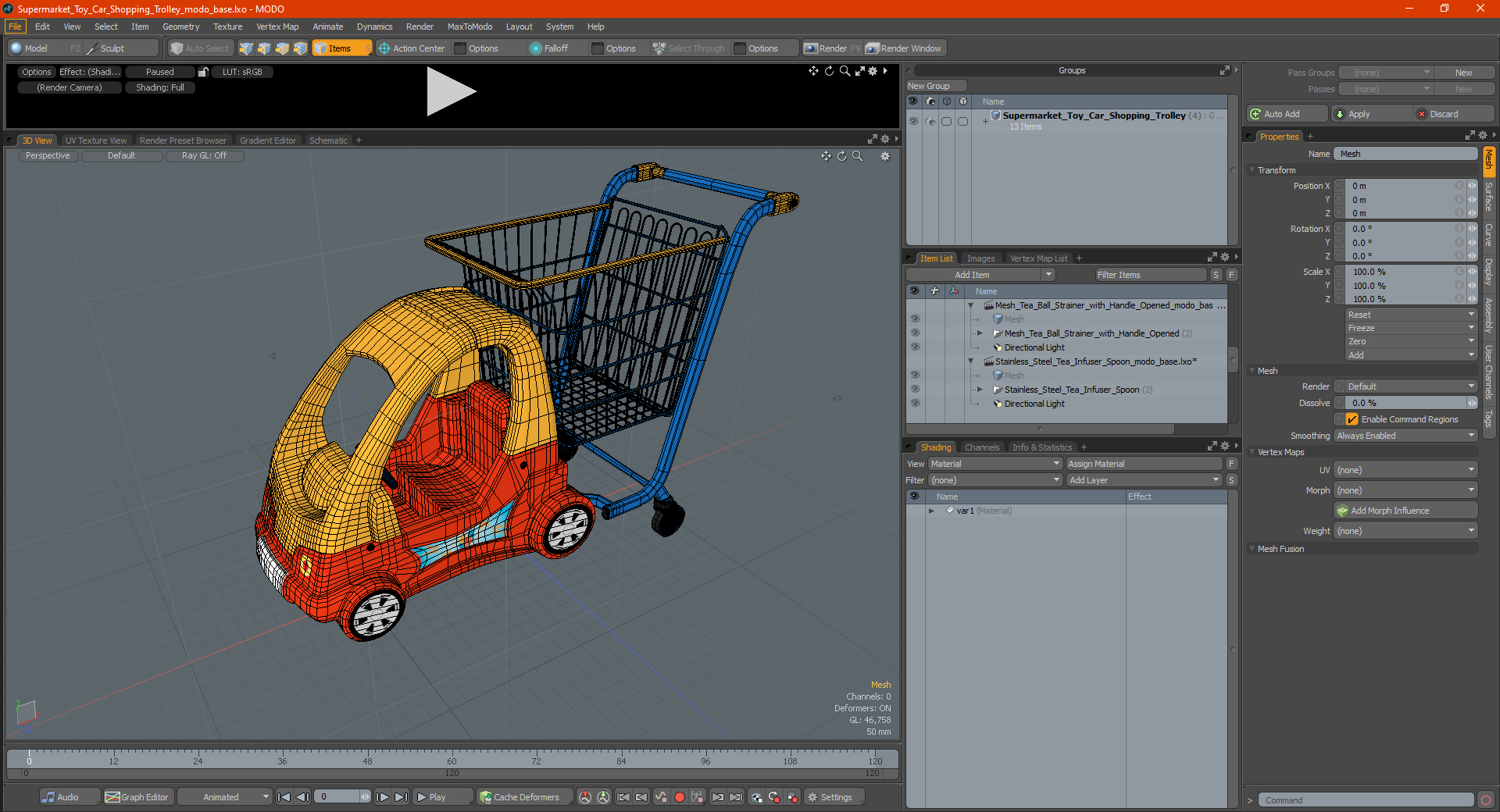 3D Supermarket Toy Car Shopping Trolley
