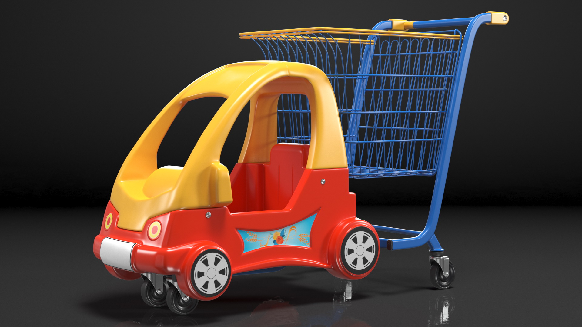 3D Supermarket Toy Car Shopping Trolley
