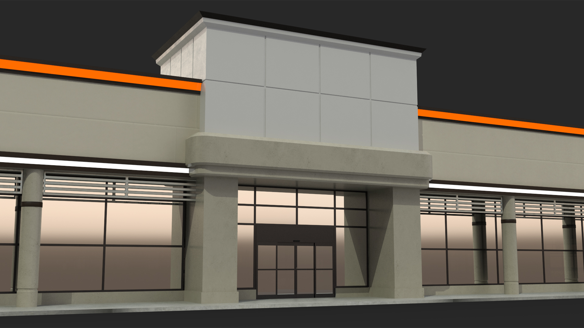 3D Strip Mall Night