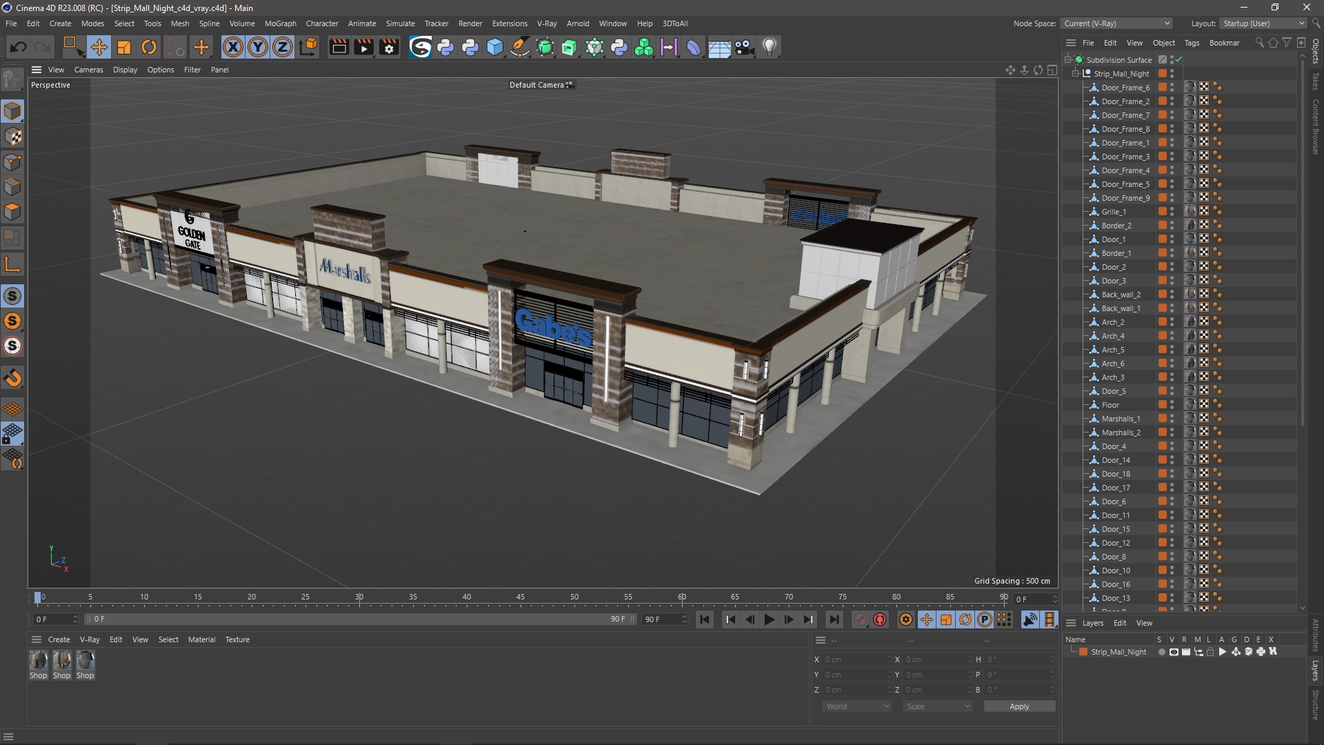 3D Strip Mall Night