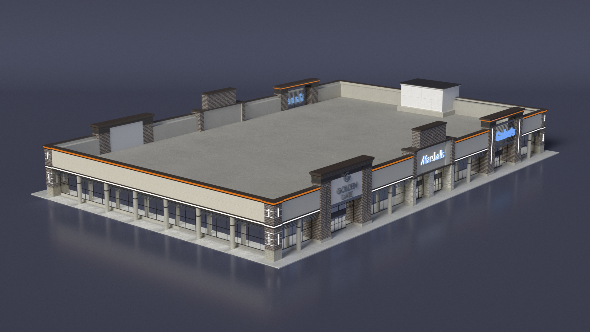3D Strip Mall Night