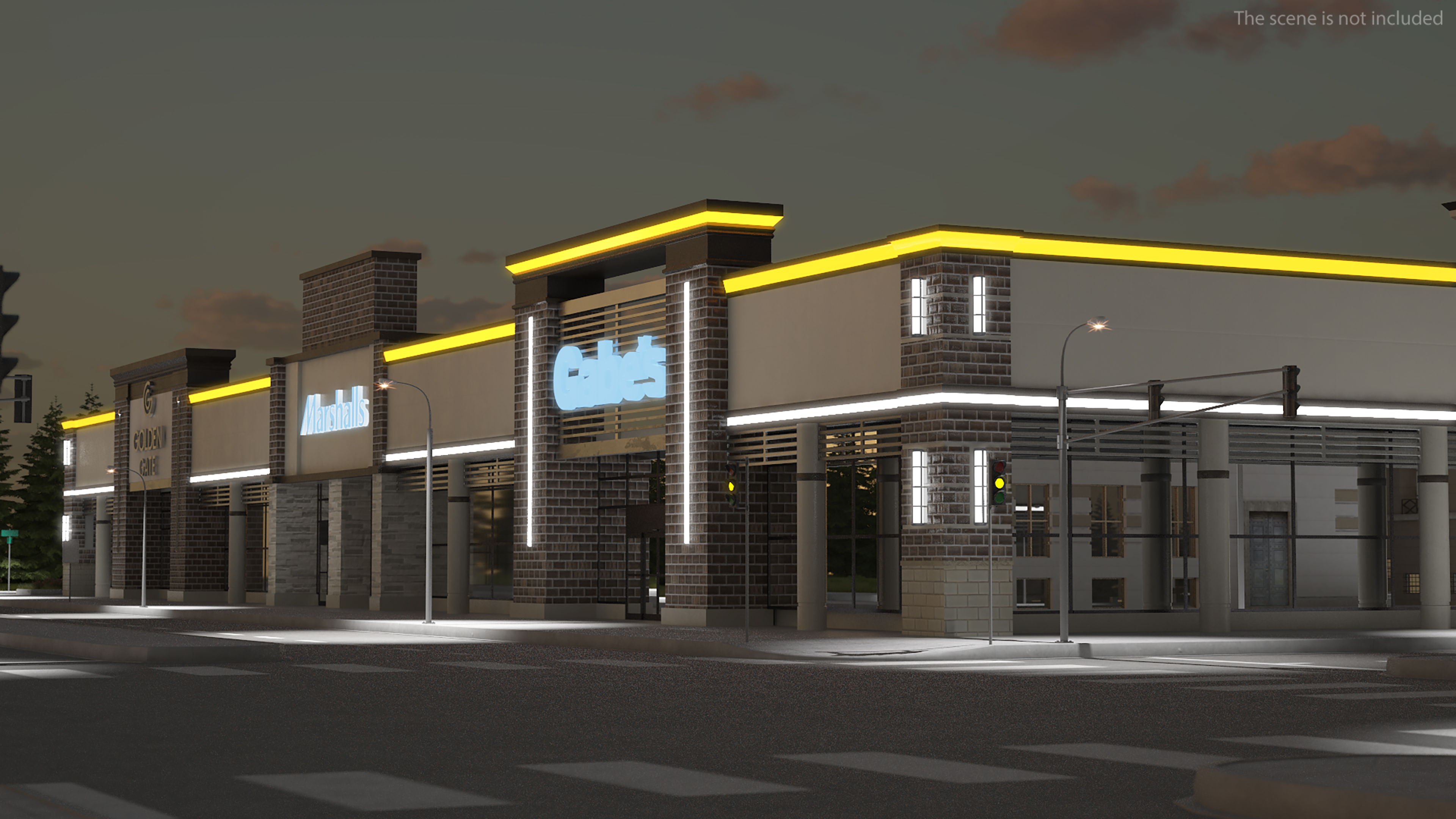 3D Strip Mall Night