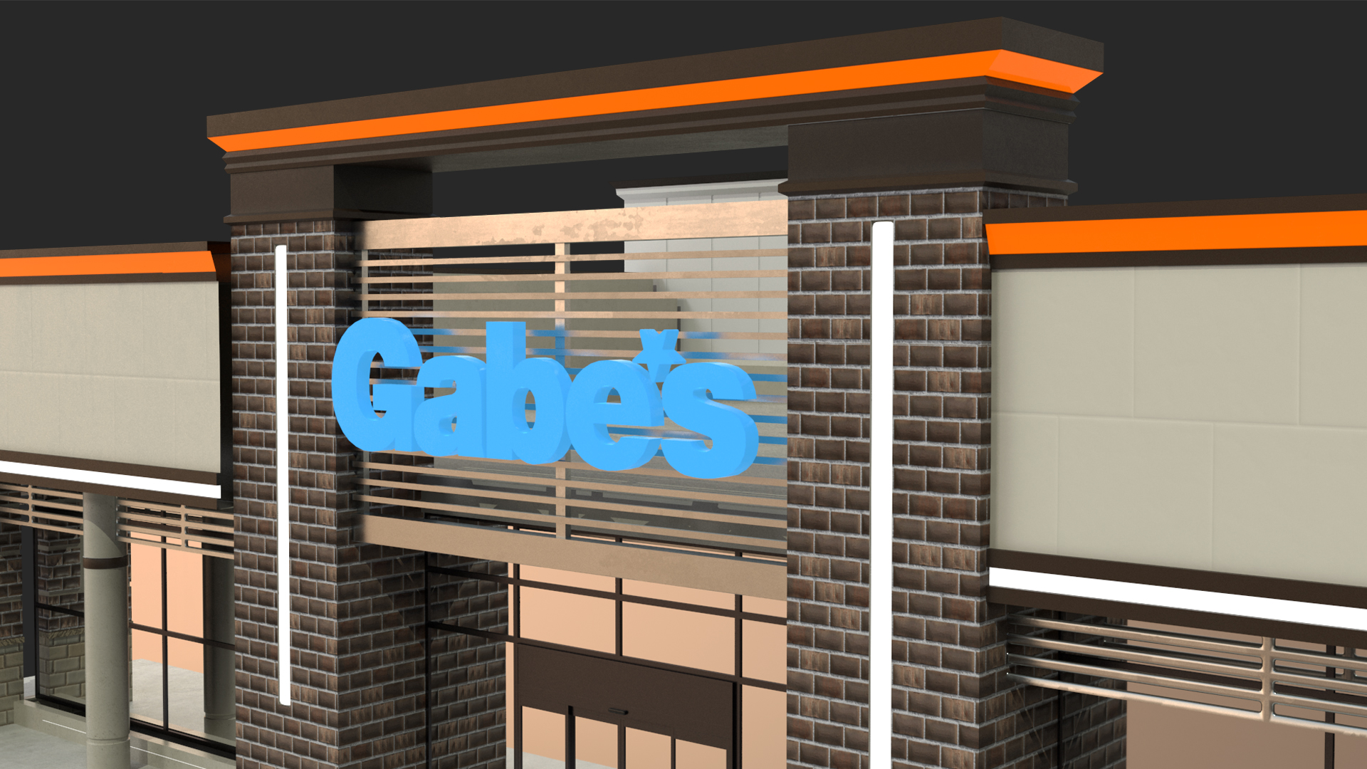 3D Strip Mall Night