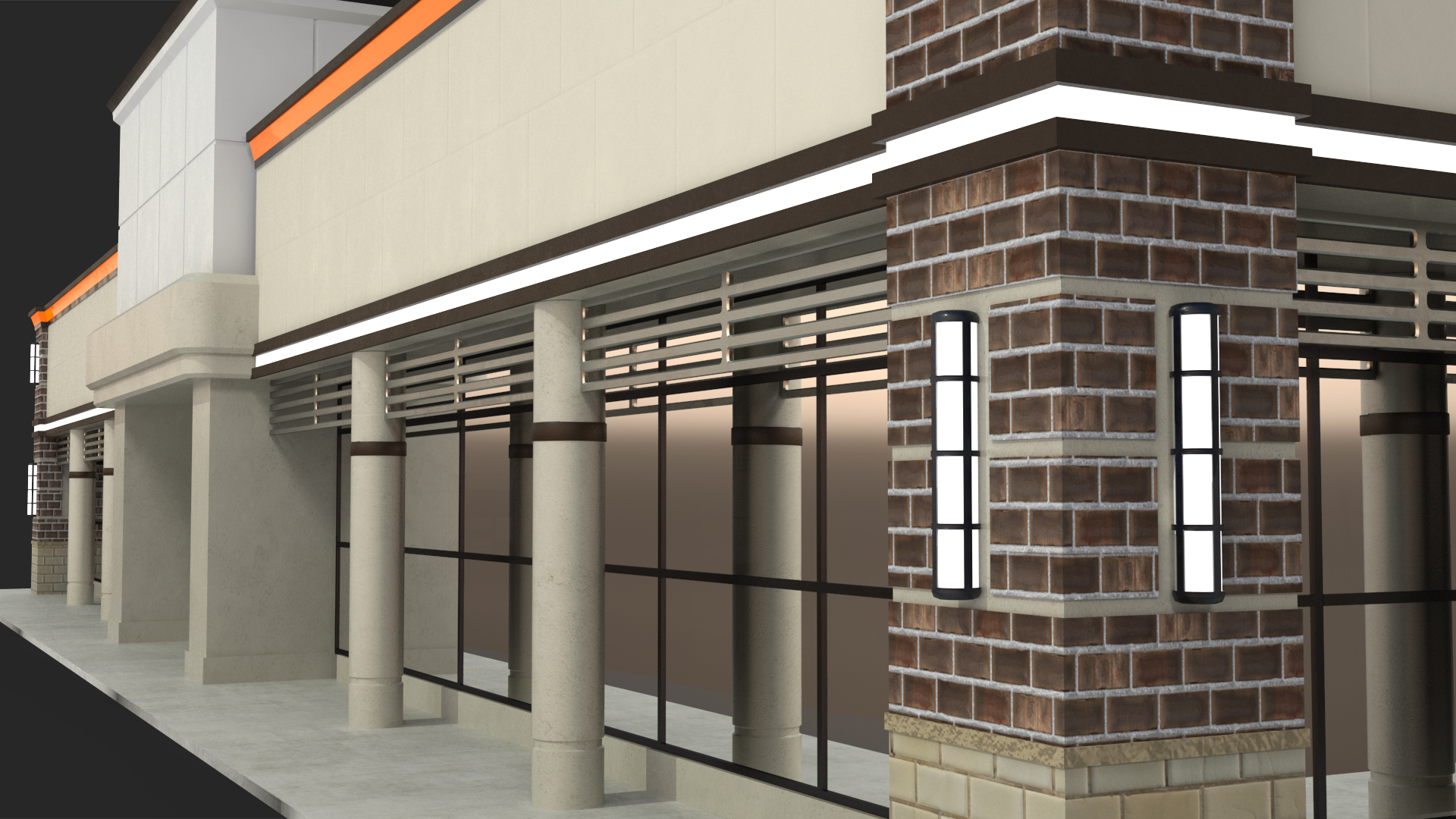 3D Strip Mall Night
