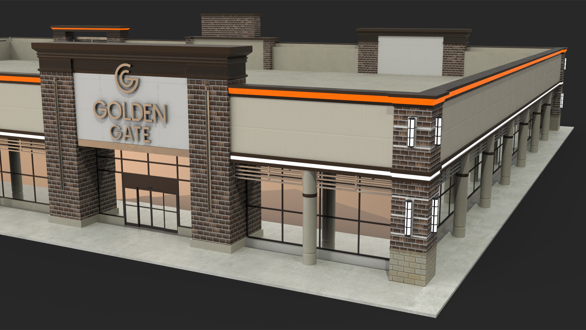3D Strip Mall Night