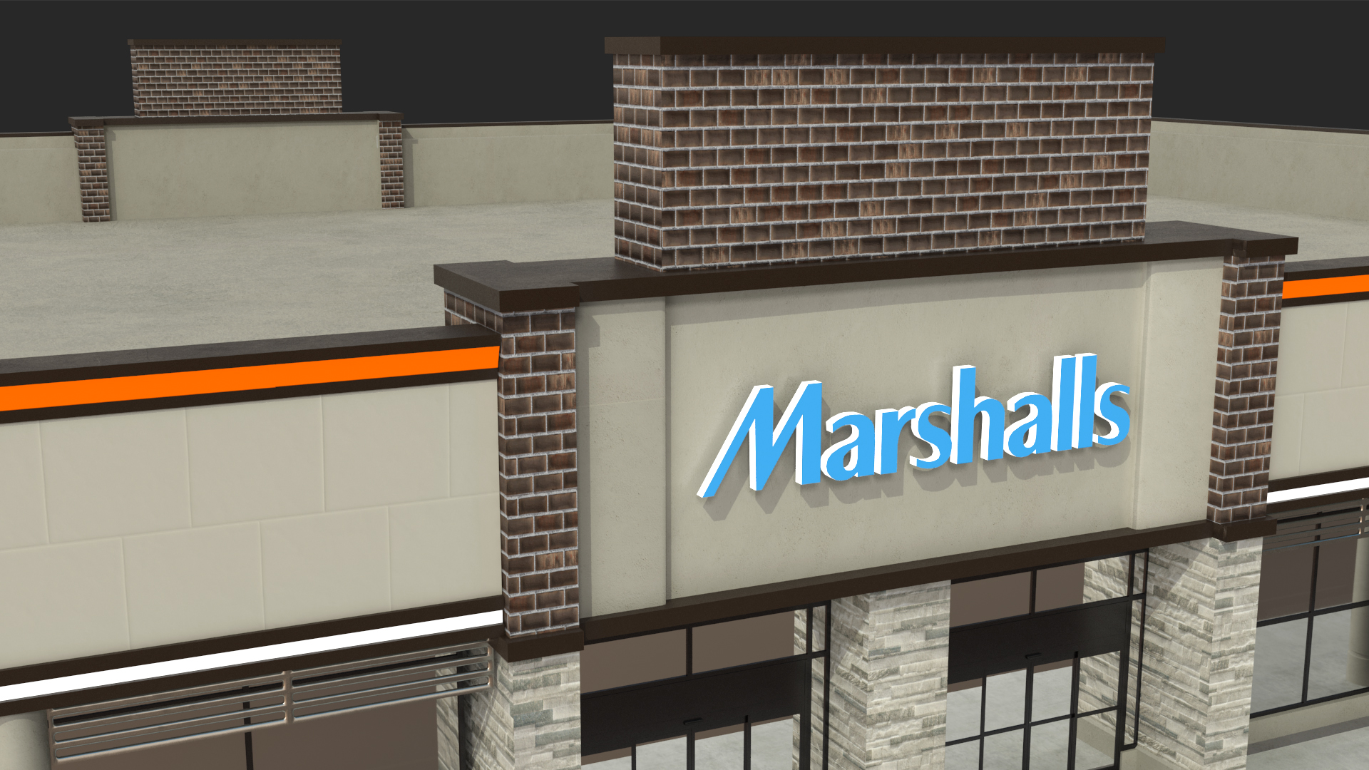 3D Strip Mall Night